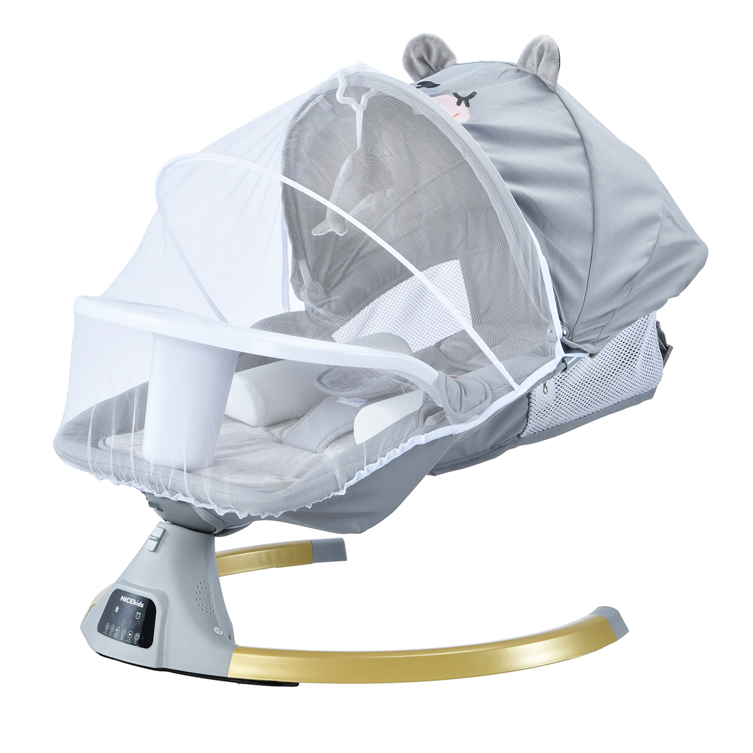 leżaczek dla niemowląt bujaczek elektryczny nicekids + pilot bluetooth
