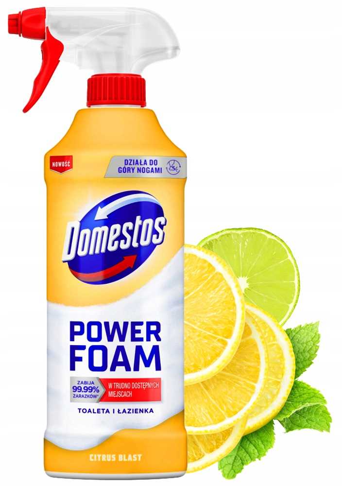 domestos power foam piana do mycia toalety i łazienki citrus blast 435ml