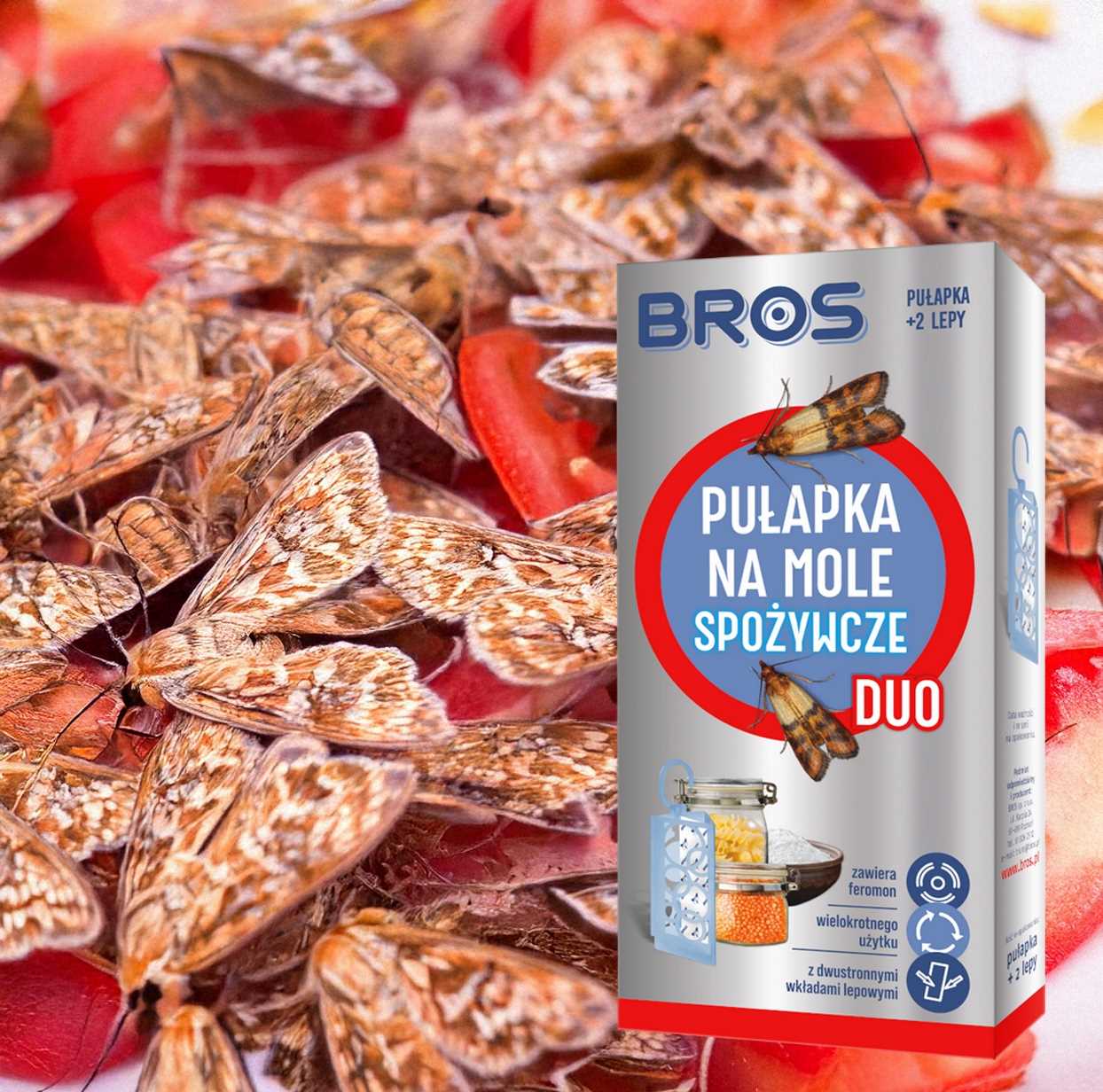 bros - pułapka na mole spożywcze duo + 2 wkłady