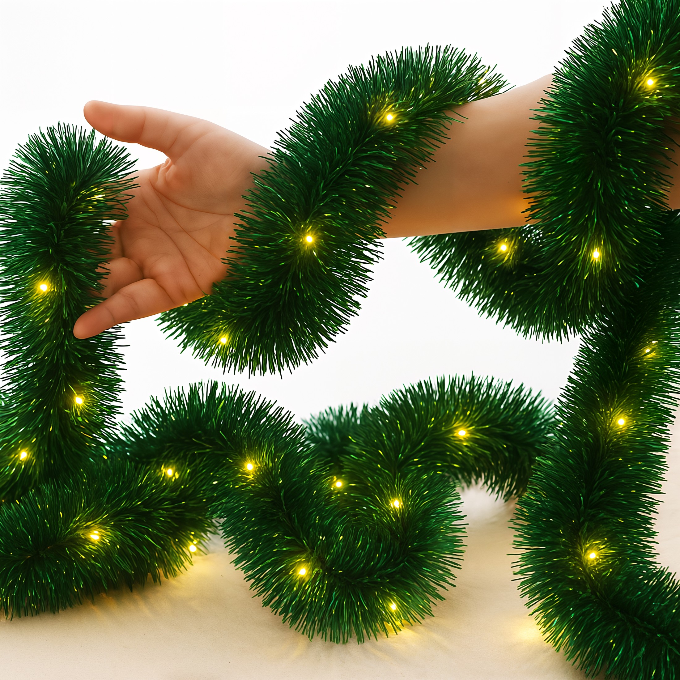 łańcuch led choinkowy zielony na baterie świąteczny na choinkę 6 metrów