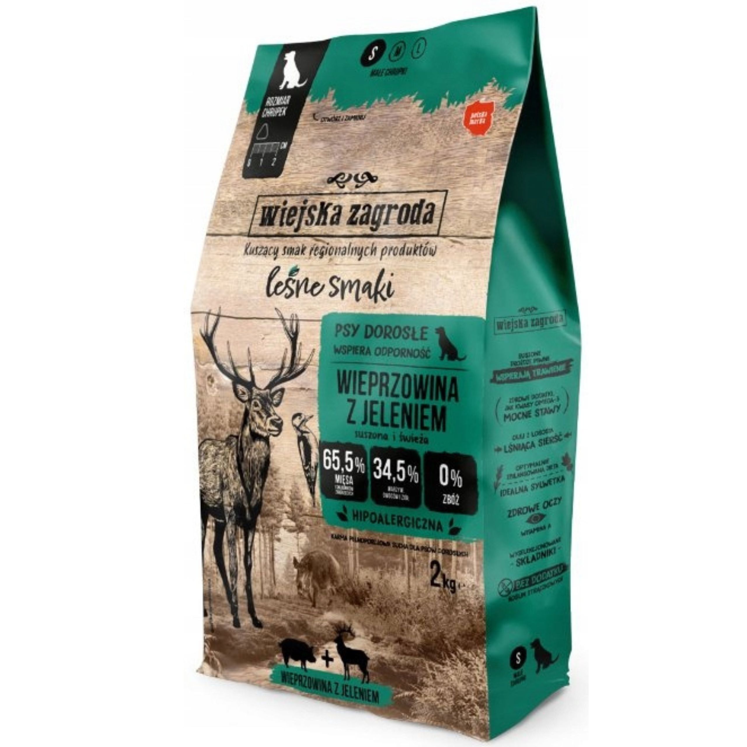 sucha karma dla psa leśne smaki wieprzowina  jeleń s 2kg wiejska zagroda