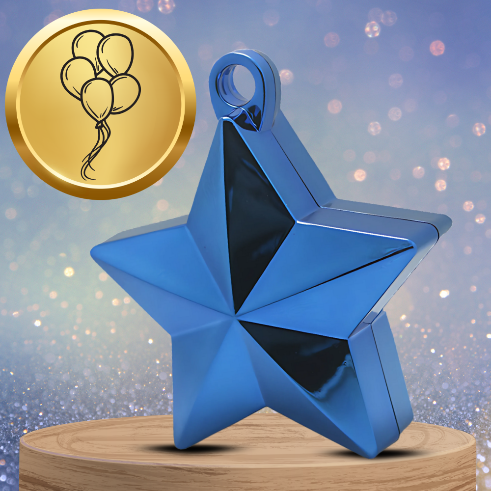 ciężarek do balonów z helem gwiazdka niebieska obciążenie balonów 10 cm