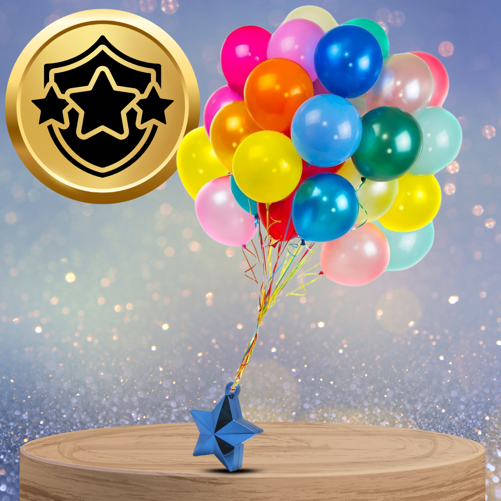 ciężarek do balonów z helem gwiazdka niebieska obciążenie balonów 10 cm