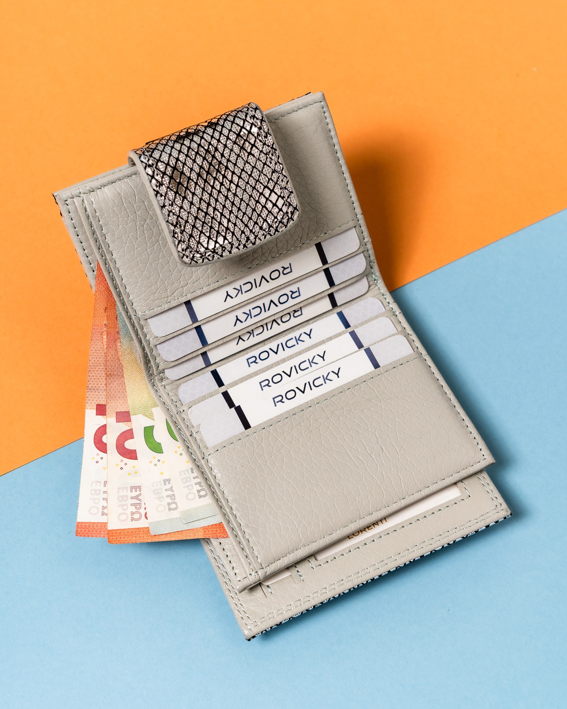 portfel damski skórzany 42329-mer-4287 silver