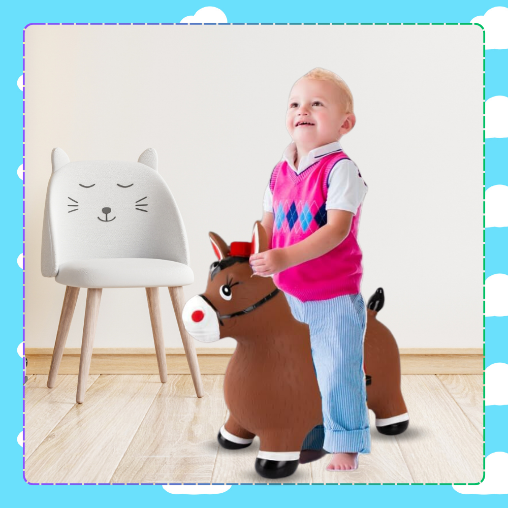 skoczek dla dzieci do skakania gumowy z pompką osiołek