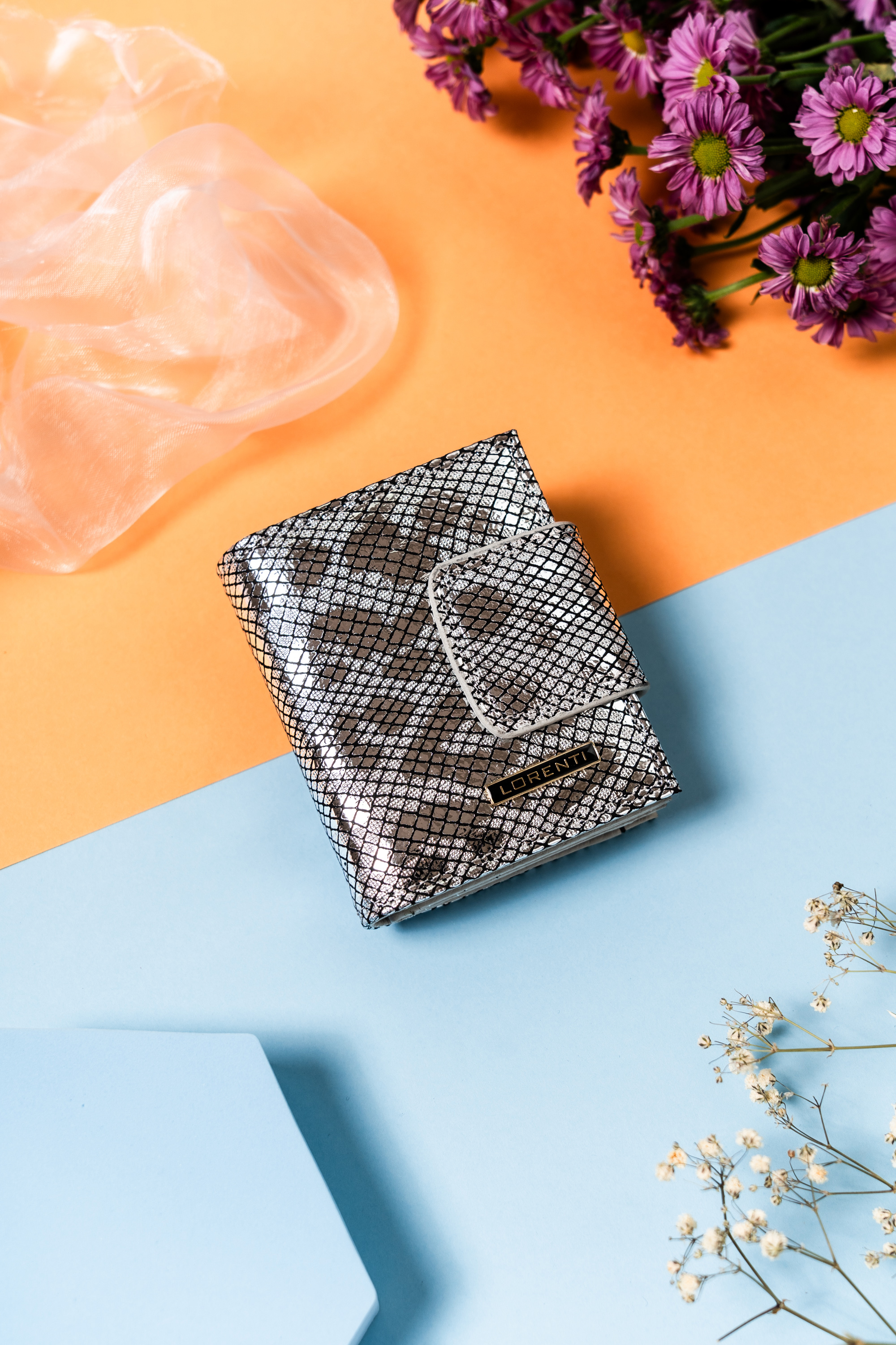 portfel damski skórzany 42329-mer-4287 silver