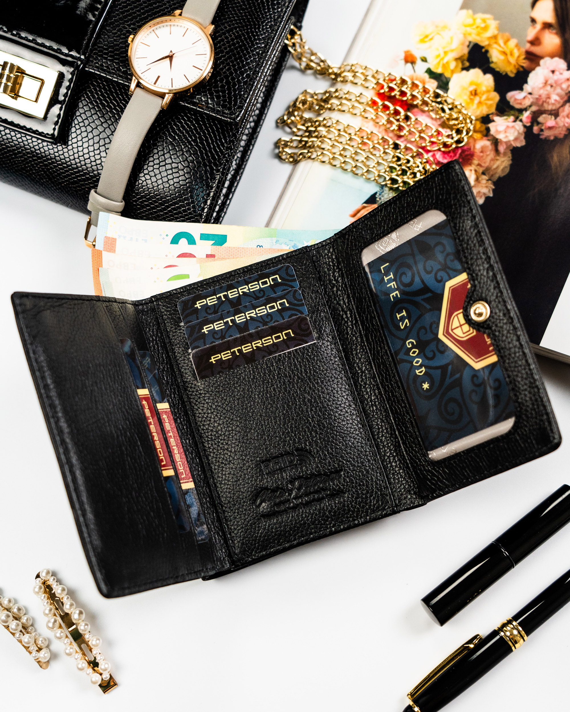 portfel damski skóra+pu ptn ps15-09-mlf-2708 black