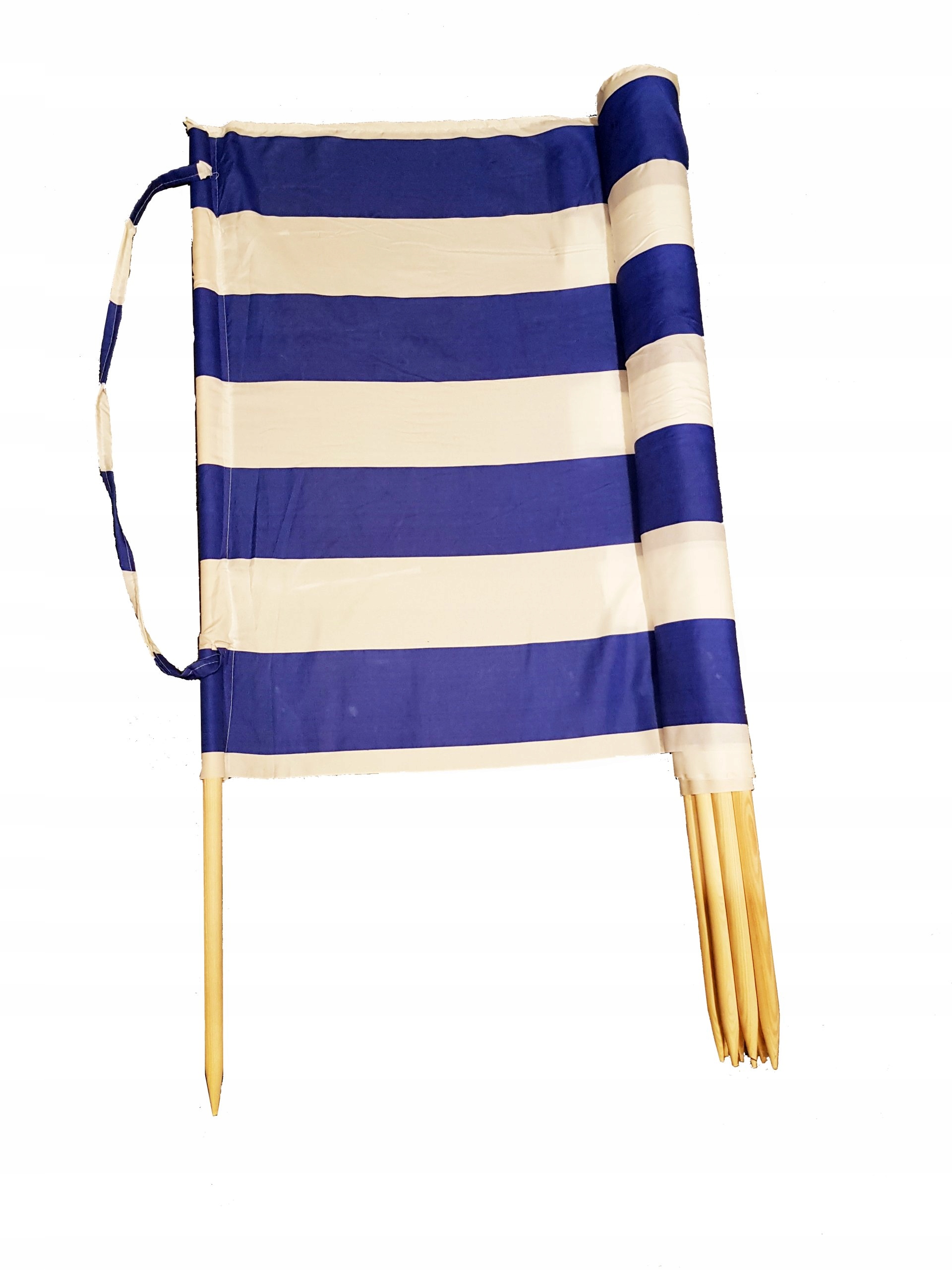 parawan plażowy 6m biało niebieski pasy