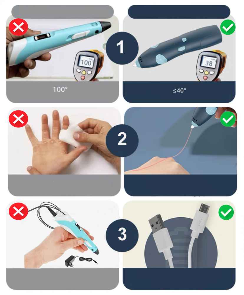 długopis drukarka 3d pen bezpieczny zestaw + wzory fioletowy