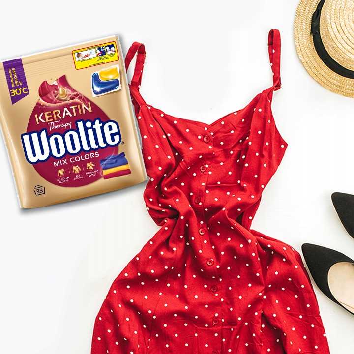 woolite żelowe kapsułki do prania z keratyną do kolorów 33 szt