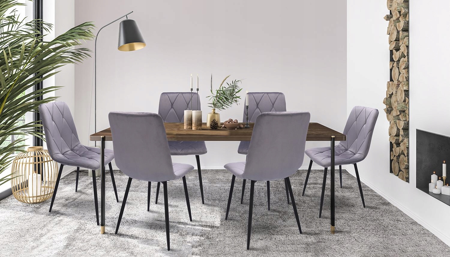 4 x krzesło tapicerowane pikowane welur nowoczesne