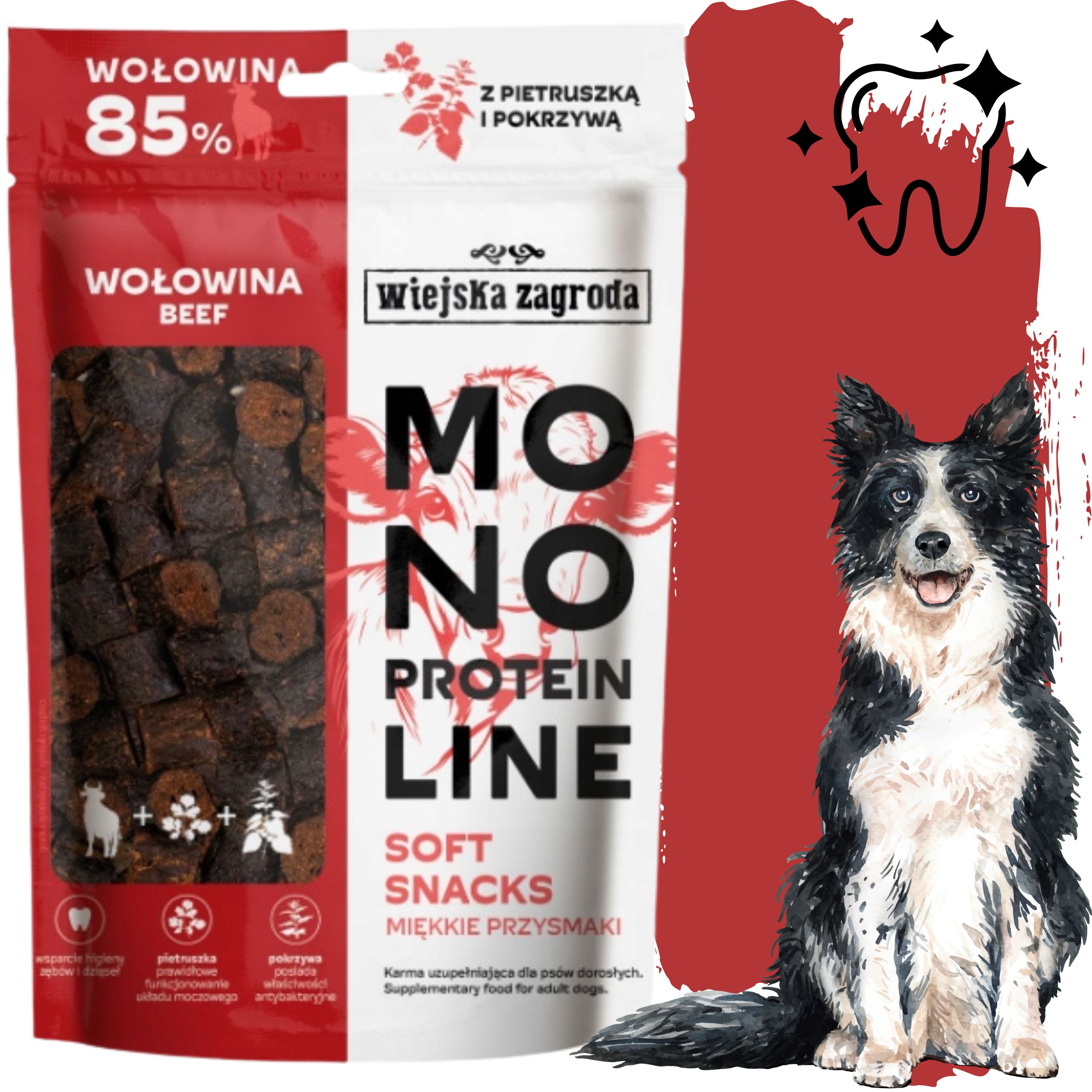 przysmaki dla psa wołowina monoproteinowe smakołyki wiejska zagroda 115g