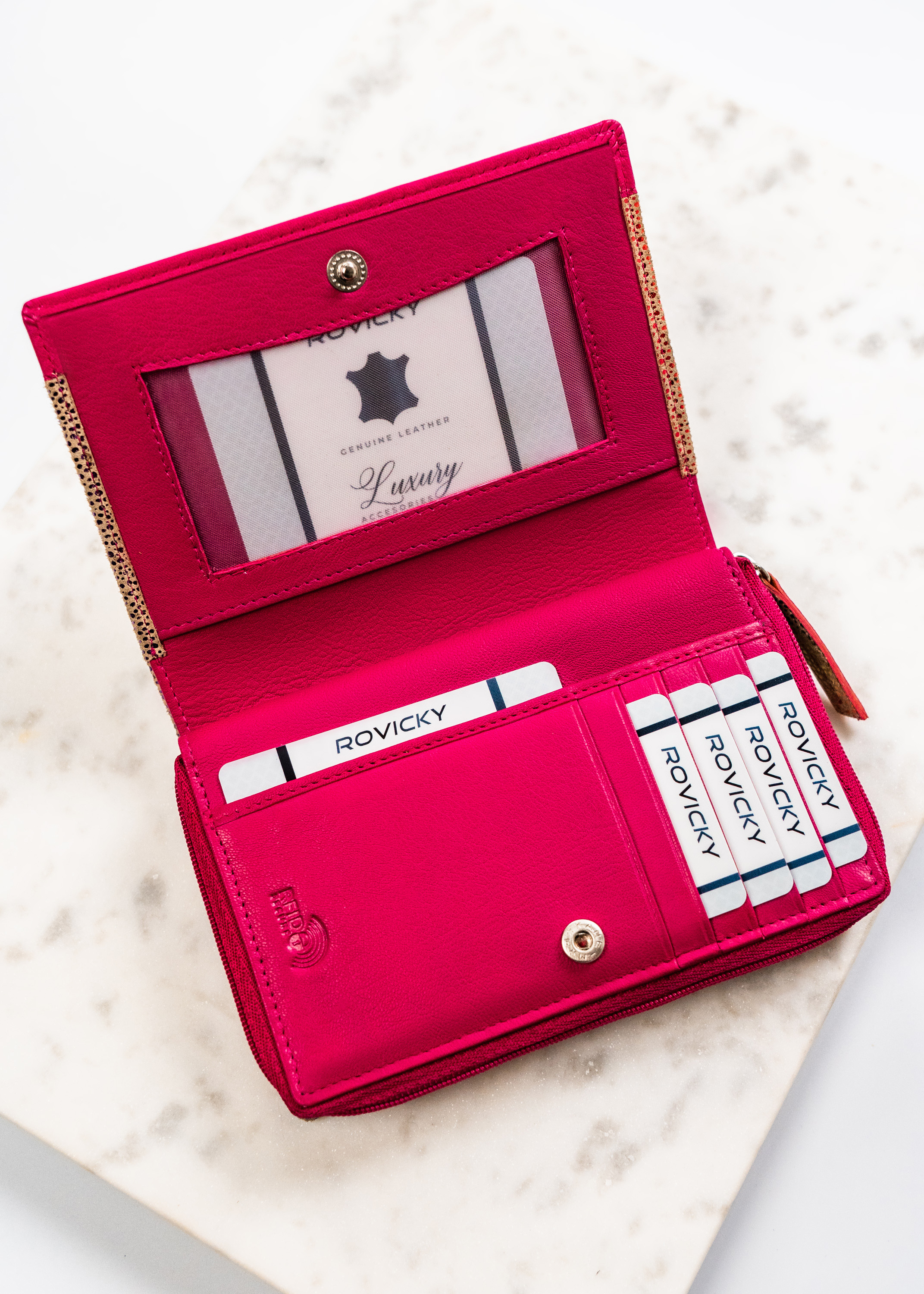 portfel damski skórzany rv-791-sla-4934 dot-pink