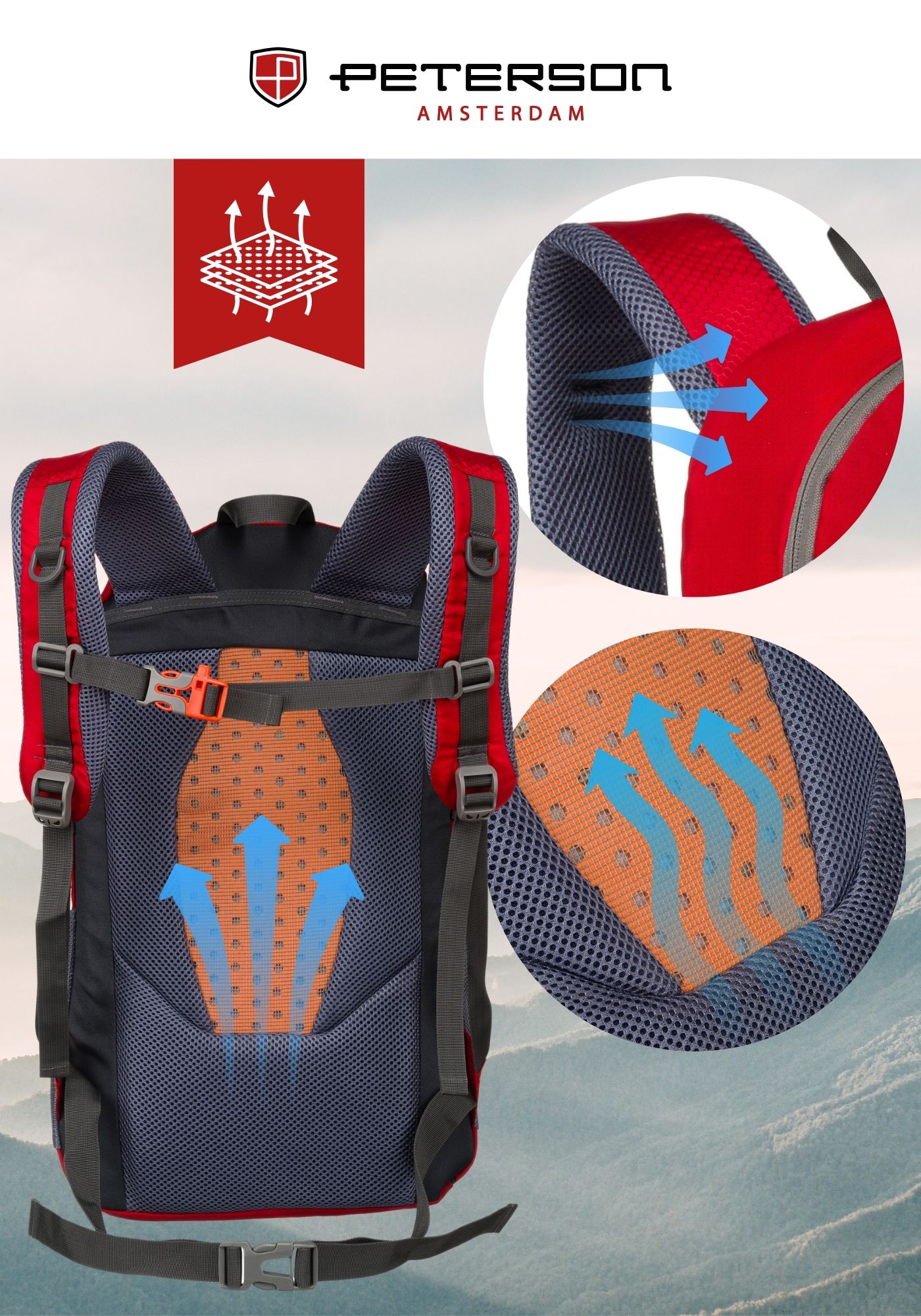 plecak ptn jps-02-8498 red/blu