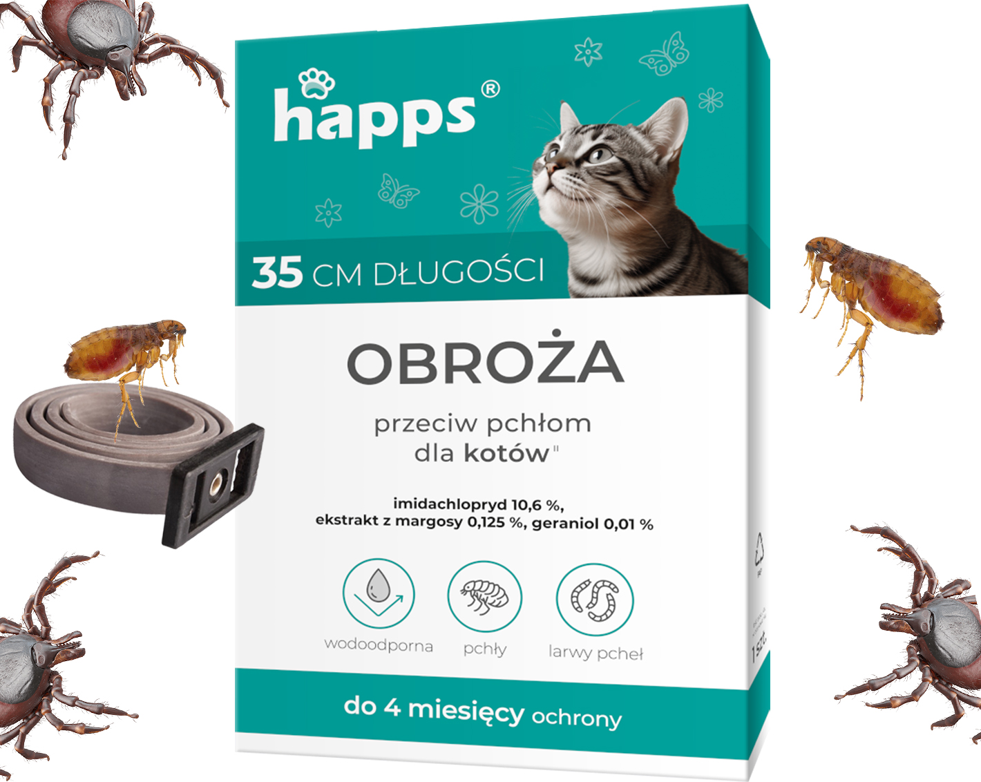 happs - obroża przeciw pchłom dla kotów