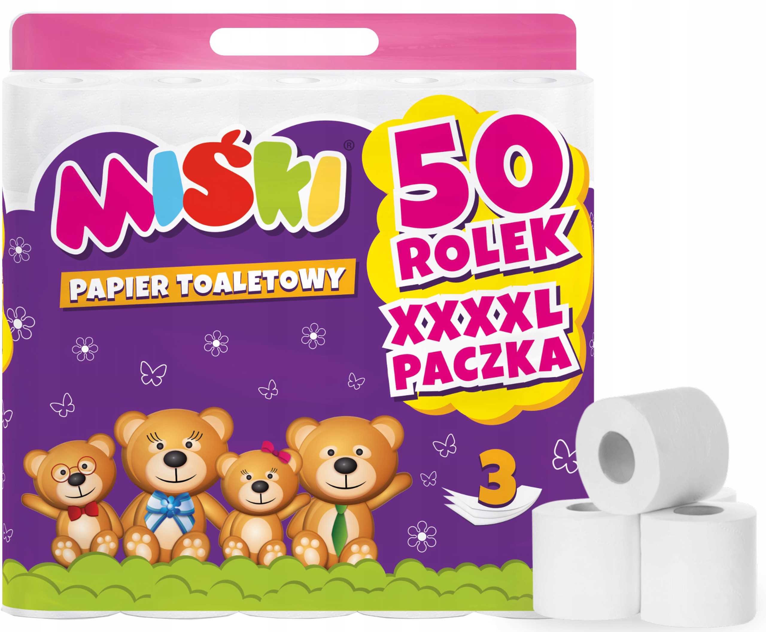 papier toaletowy 50r miśki 3w - 100 rolek