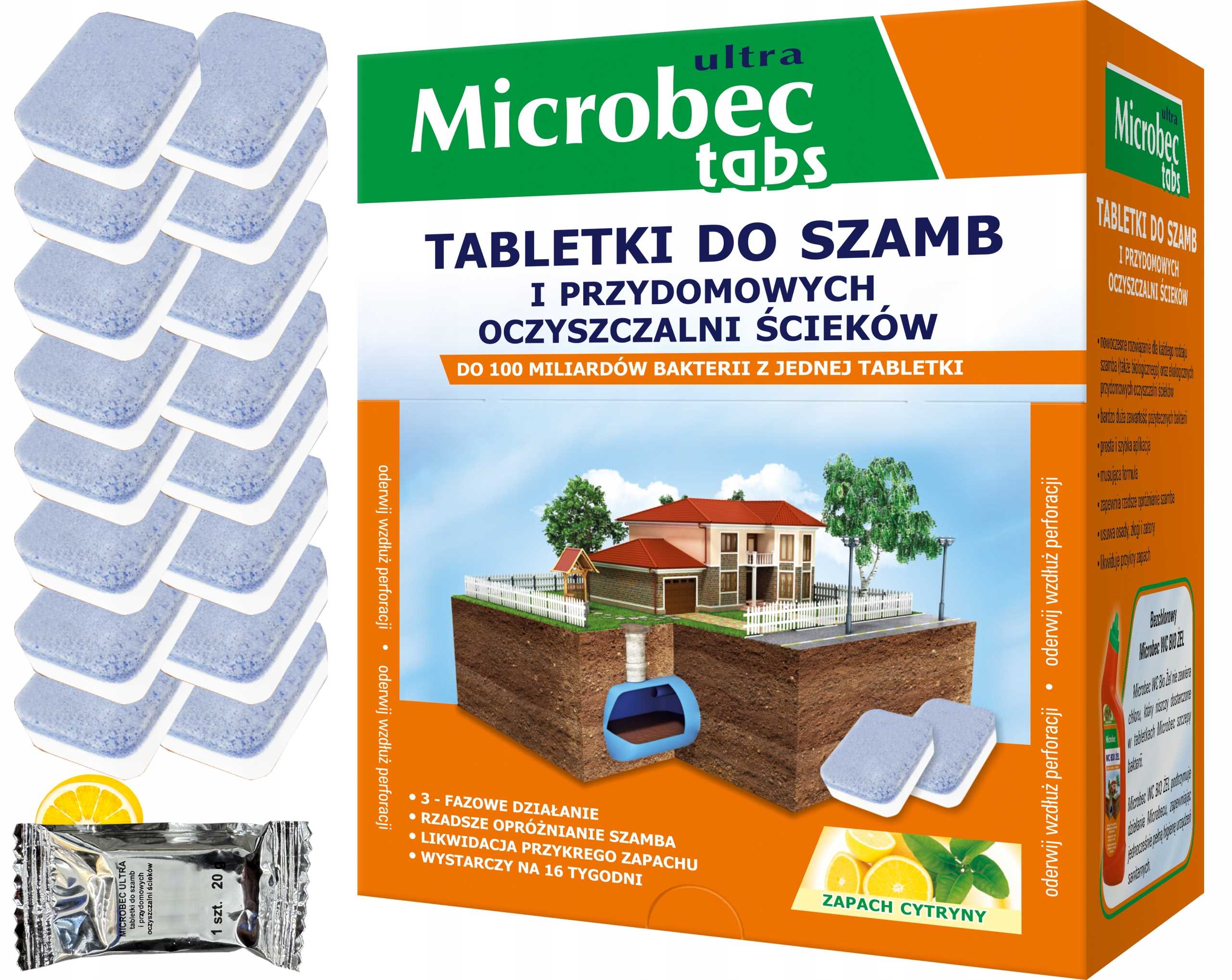 bros - microbec ultra - tabletka do szamb - 16 szt.