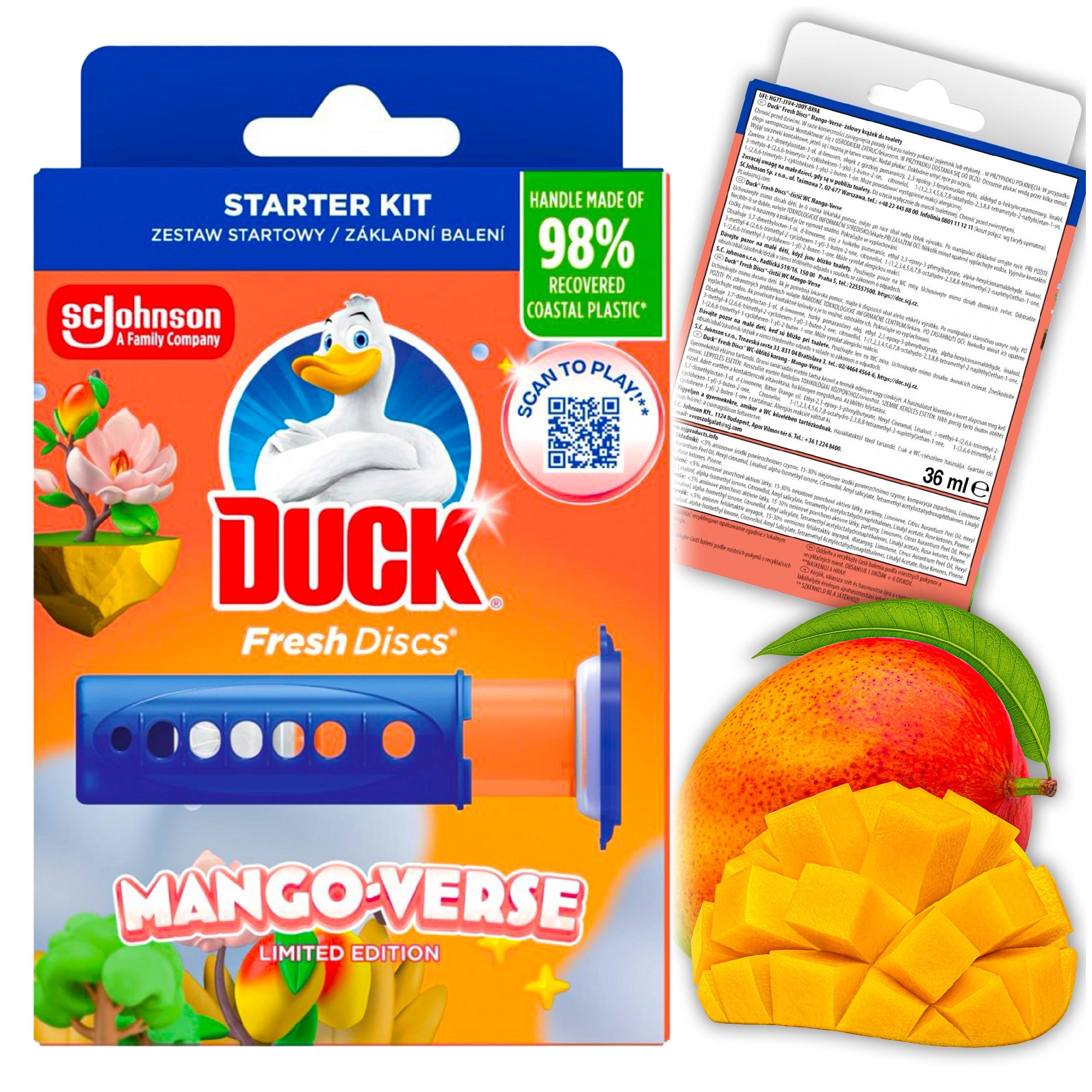 duck fresh discs mango verse - żelowy krążek do toalety 36ml + aplikator