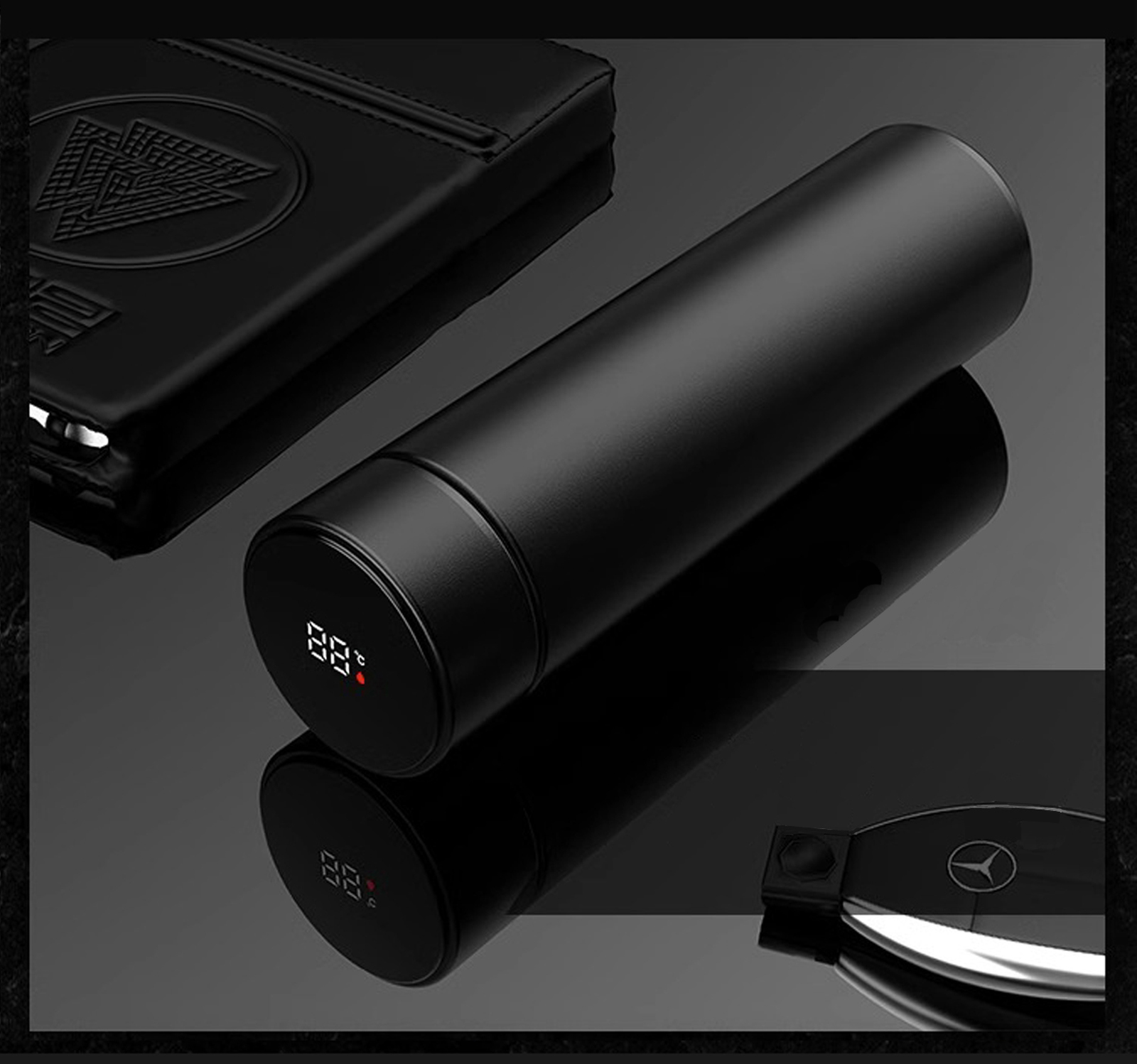 kubek termiczny termos smart led 500ml czarny