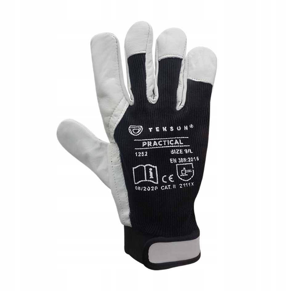rękawice ochronne tekson practical 1252 skóra kozia z rzepem roz. 9