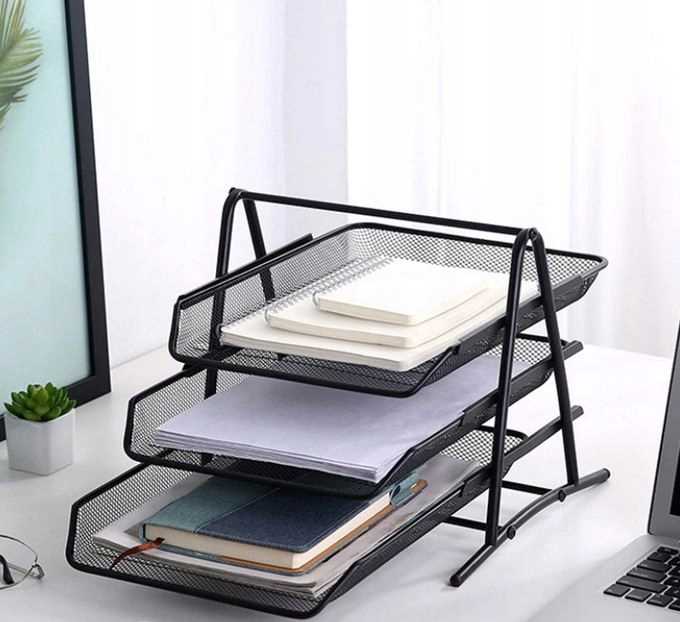 szuflady na dokumenty a4 - 3 półki czarne