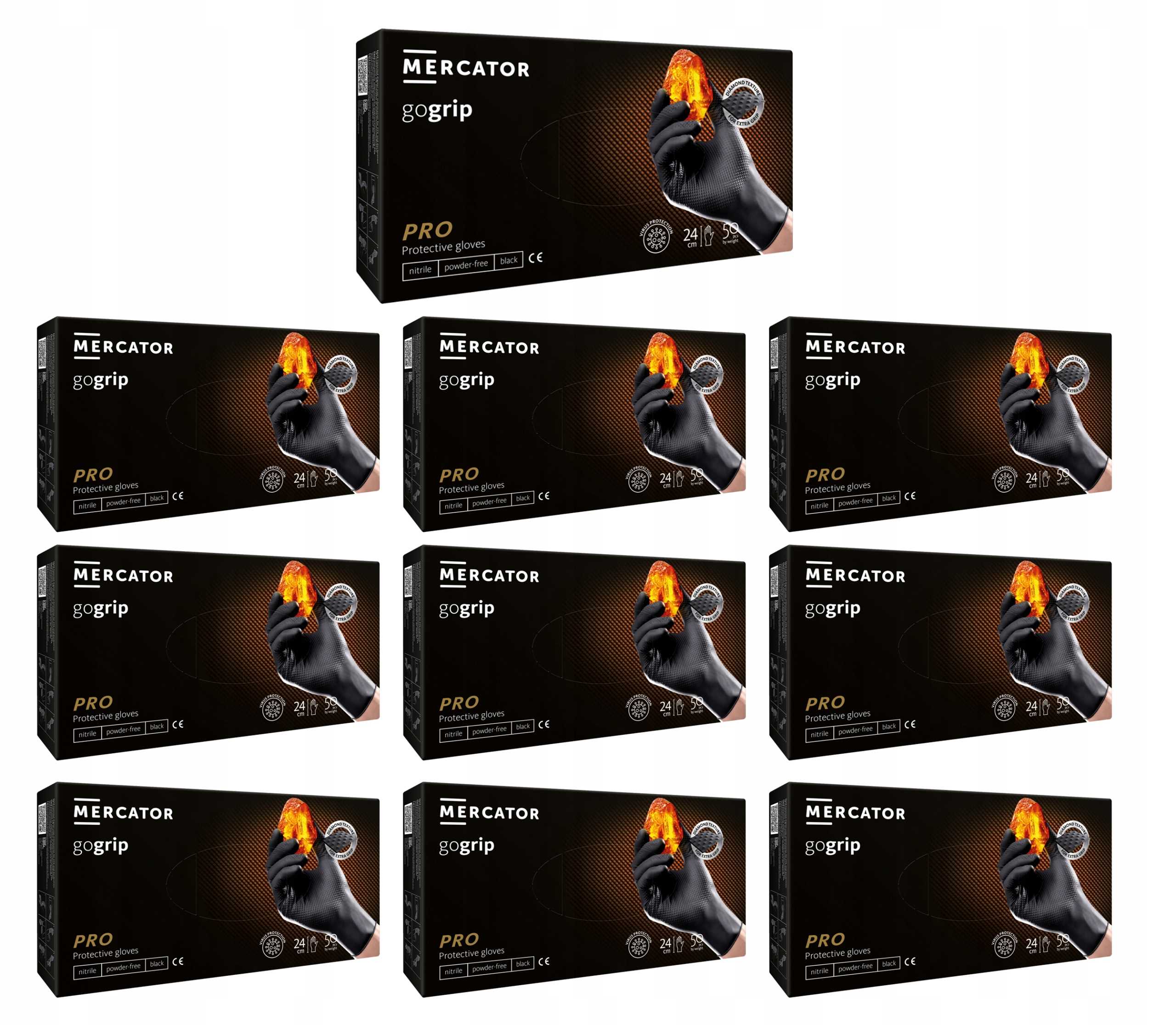 rękawice nitrylowe 50 szt. 9-l gogrip black - 10 op.