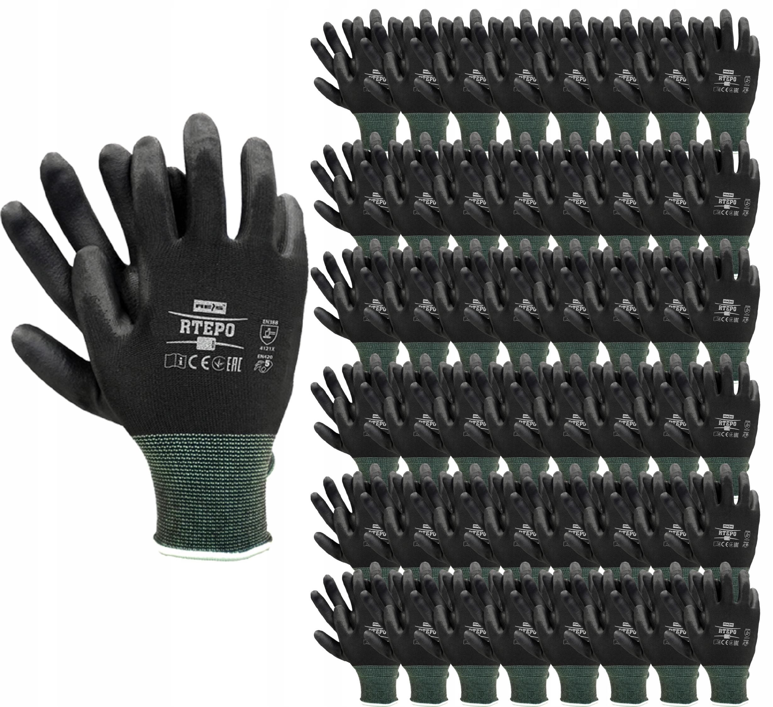 rękawice robocze / czarne / rozmiar: 7 - s / rtepo_bb7 - 120 szt.