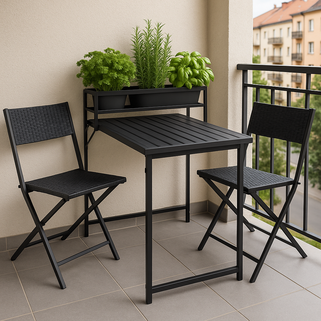 meble na balkon ogród taras składane komplet zestaw stół 2 krzesła