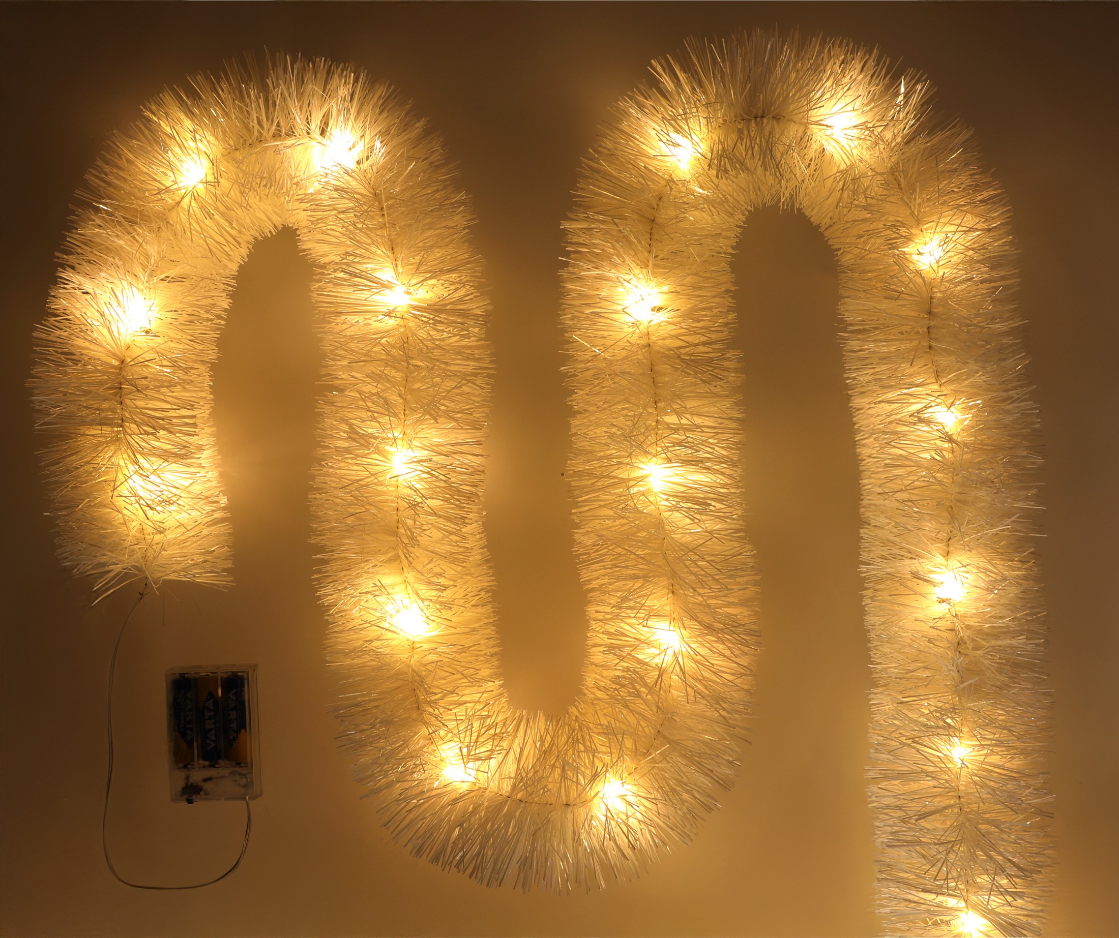 łańcuch led choinkowy biały na baterie świąteczny na choinkę 6 metrów