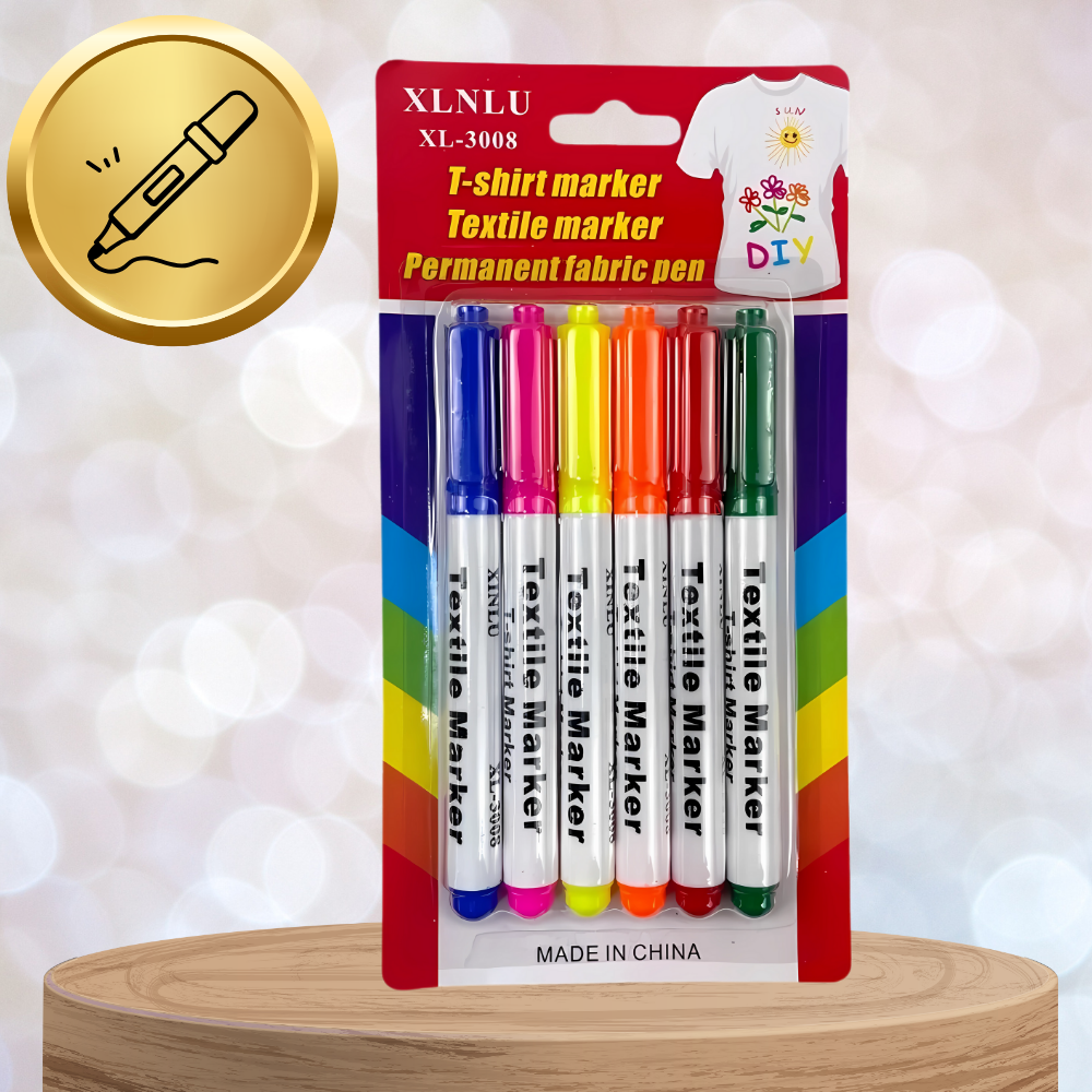 pisaki do tkanin ubrań koszulek markery flamastry mazaki zestaw 6 kolorów