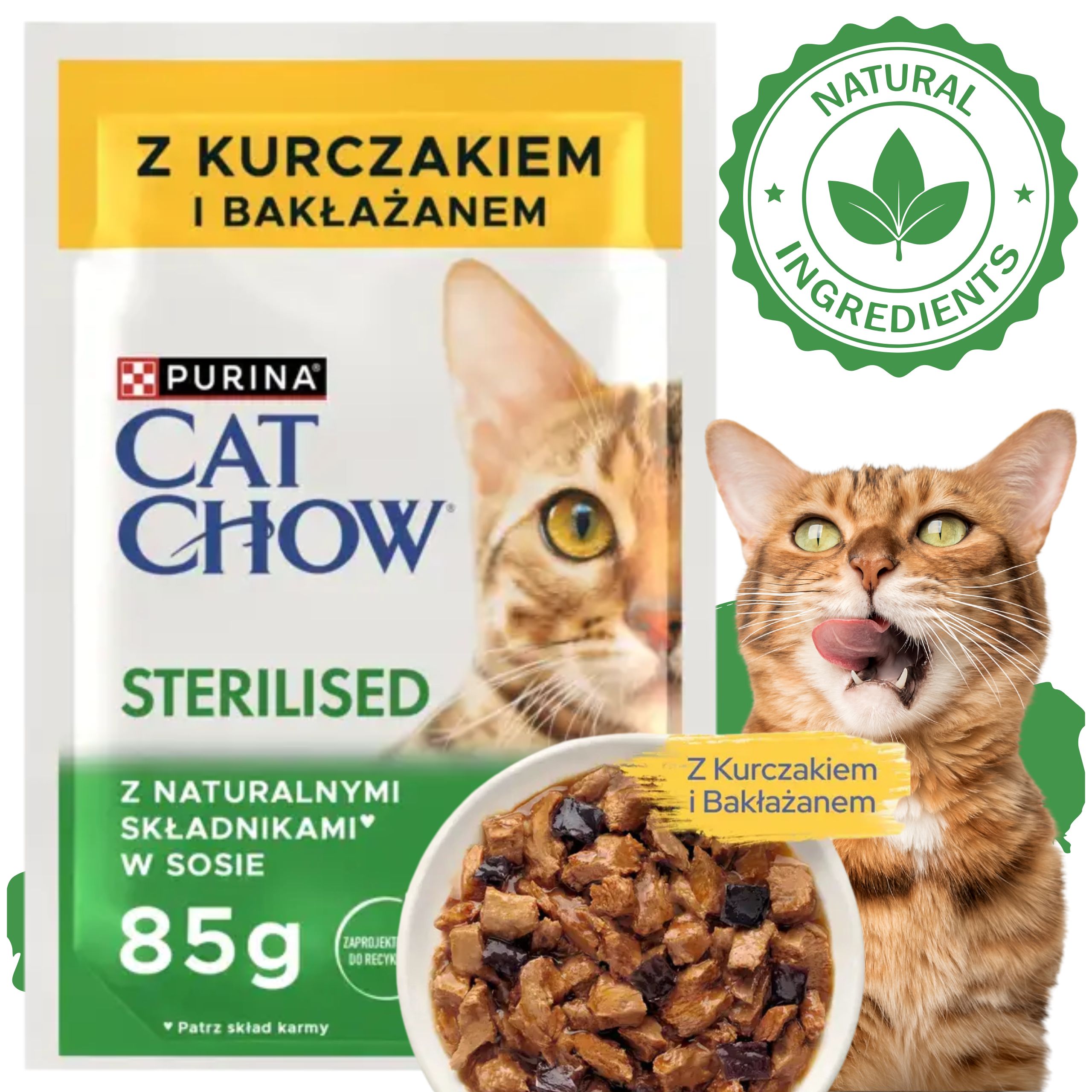karma dla kotów sterylizowanych purina cat chow kurczak z bakłażanem 85 g