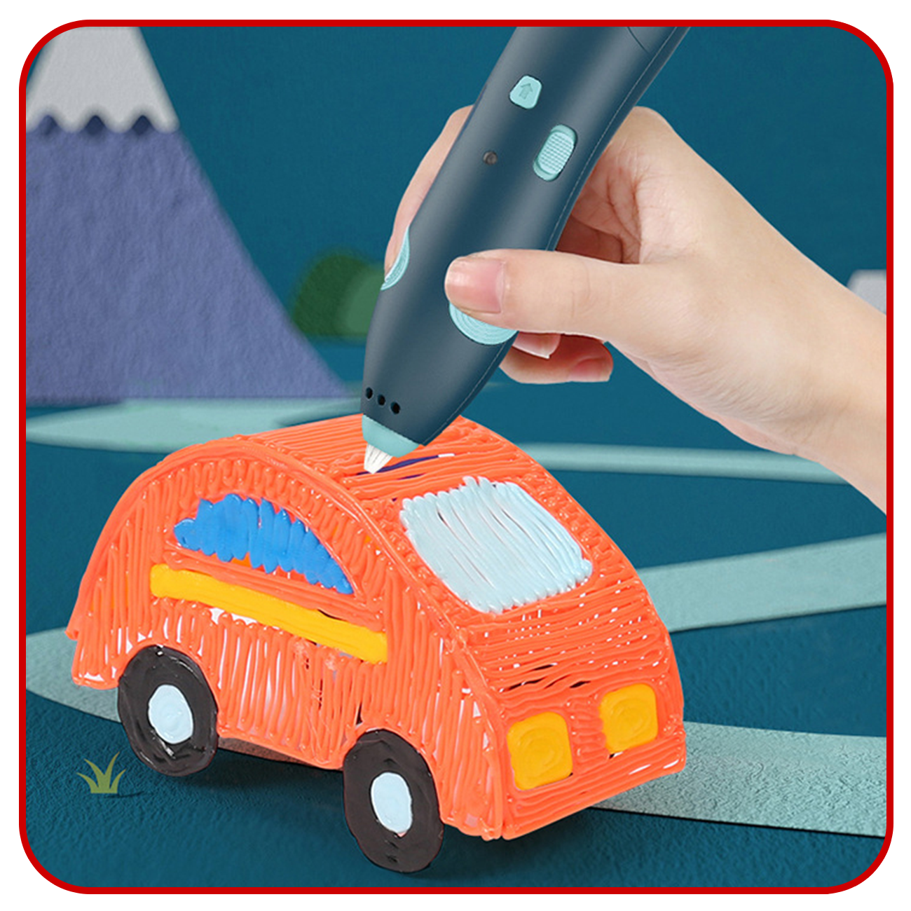 długopis drukarka 3d pen bezpieczny zestaw + wzory niebieski