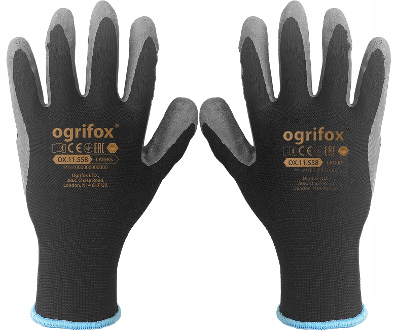 rękawice robocze / czarne / rozmiar: 8 - m / ox-lateks_bs8