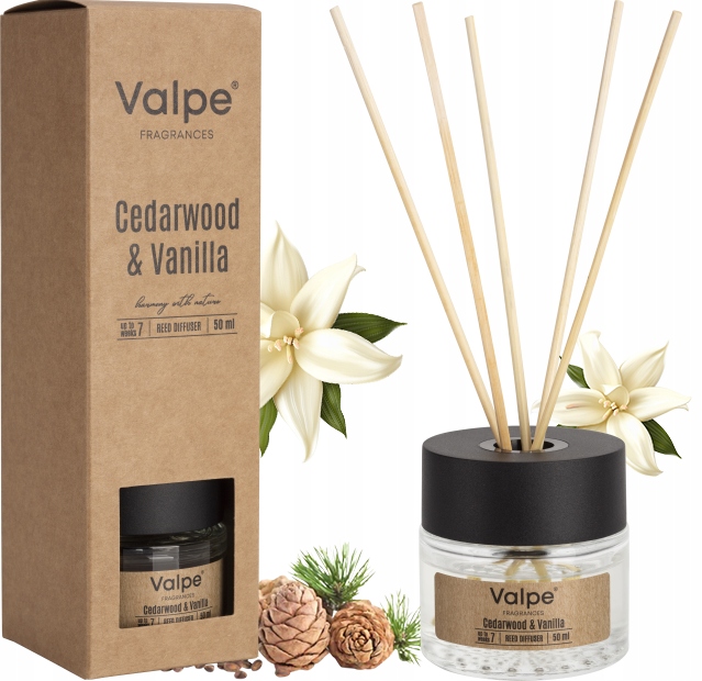 valpe dyfuzor zapachowy z patyczkami drzewo cedrowe - wanilia 50 ml dz50-81