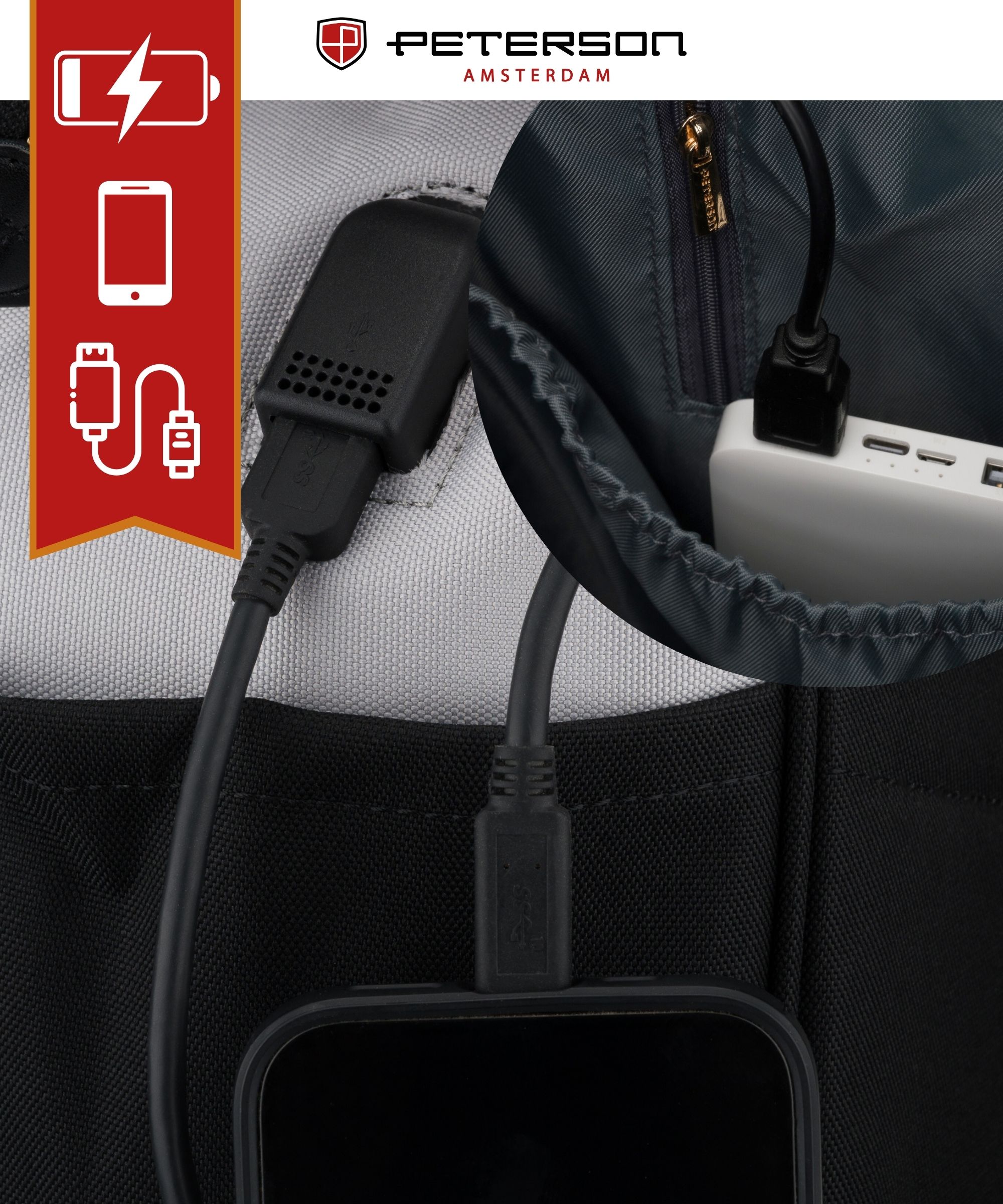 plecak materiałowy ptn alfa-5295 black-gray