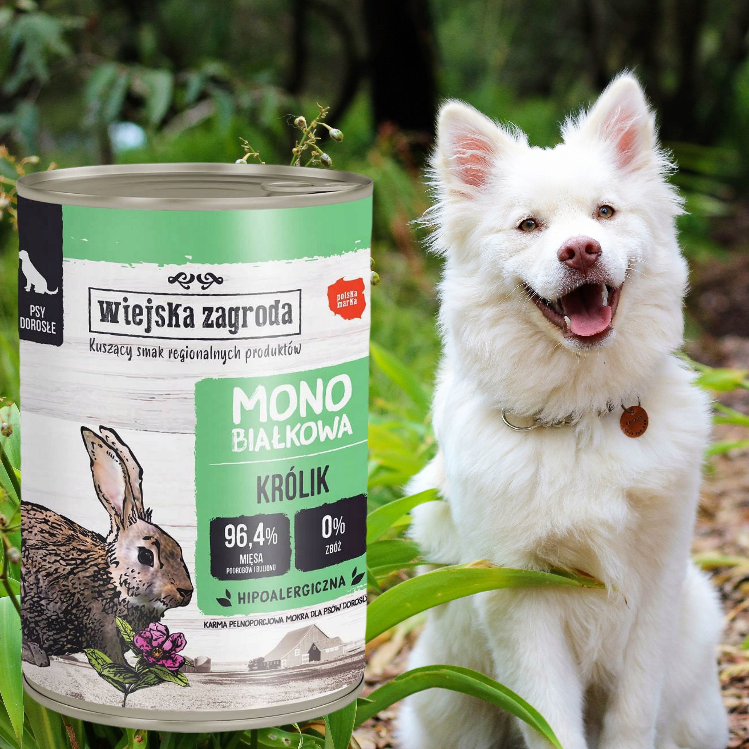mokra karma dla psa królik 400g monobiałkowa wiejska zagroda hipoalergiczna