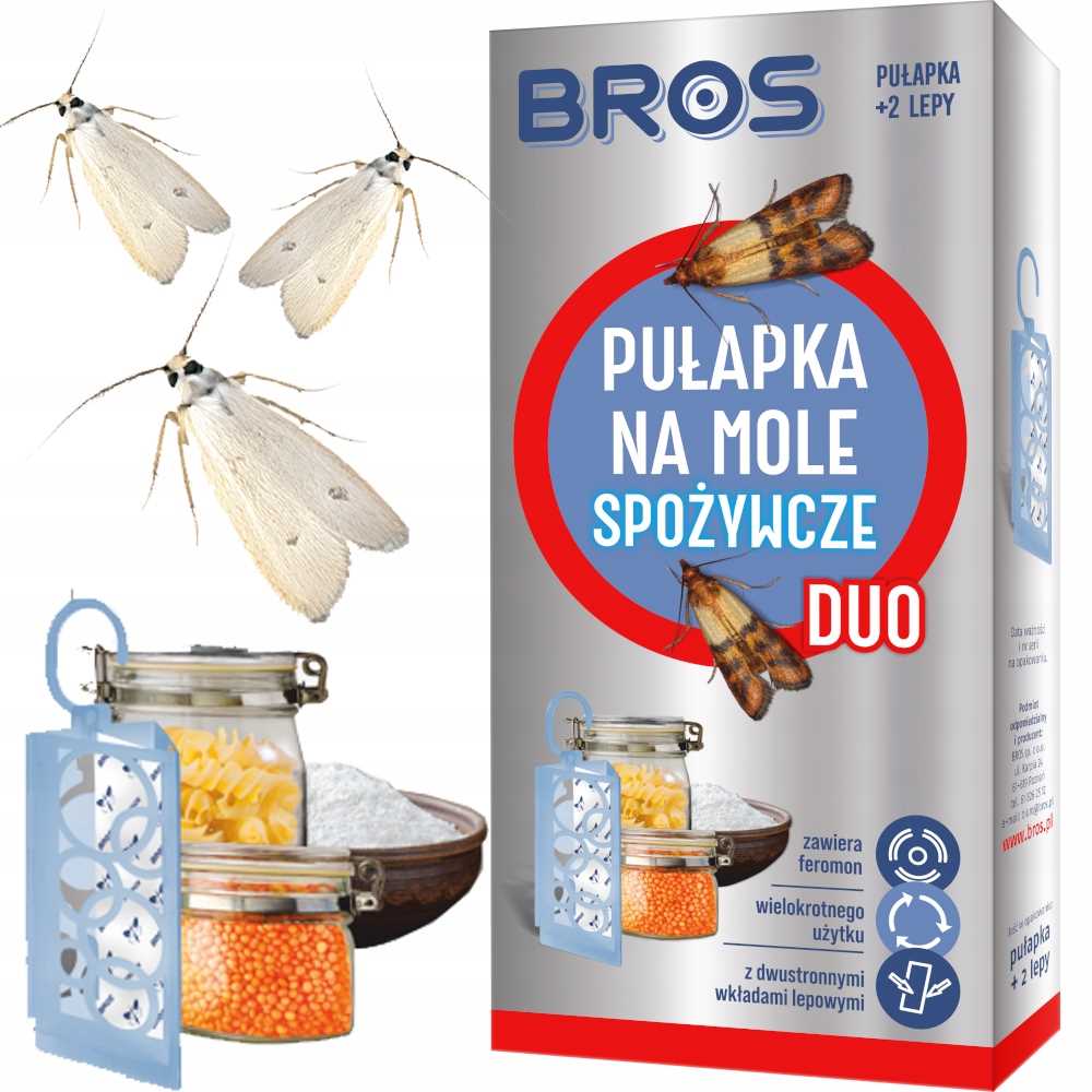bros - pułapka na mole spożywcze duo + 2 wkłady
