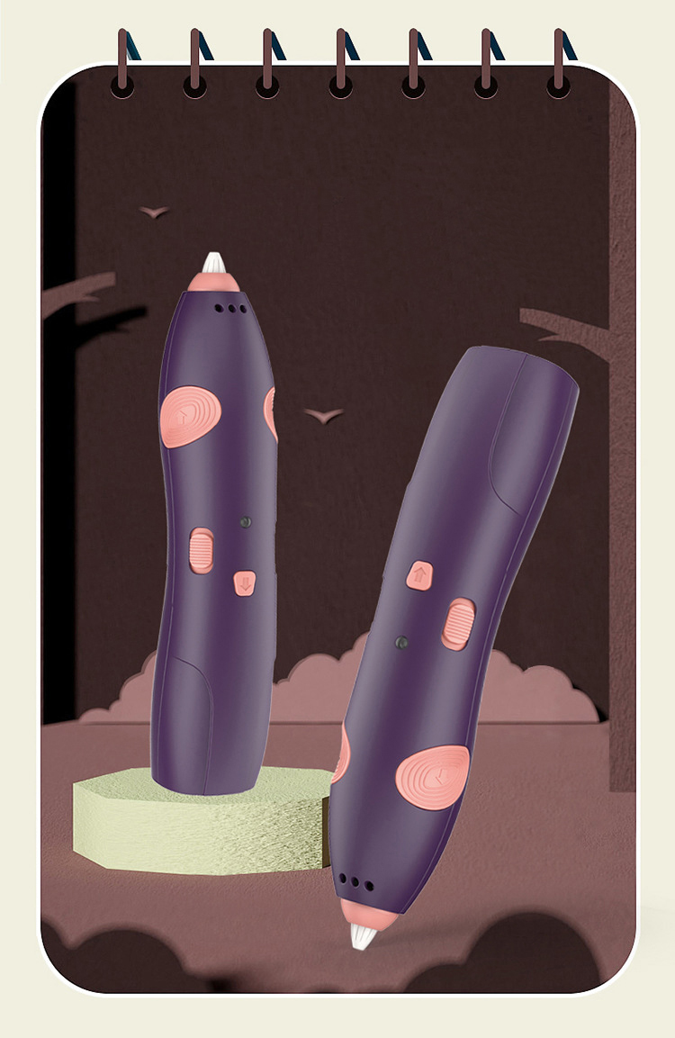 długopis drukarka 3d pen bezpieczny zestaw + wzory fioletowy