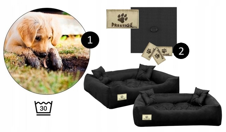 legowisko dla psa kojec prestige 55x45 cm wodoodporne czarne