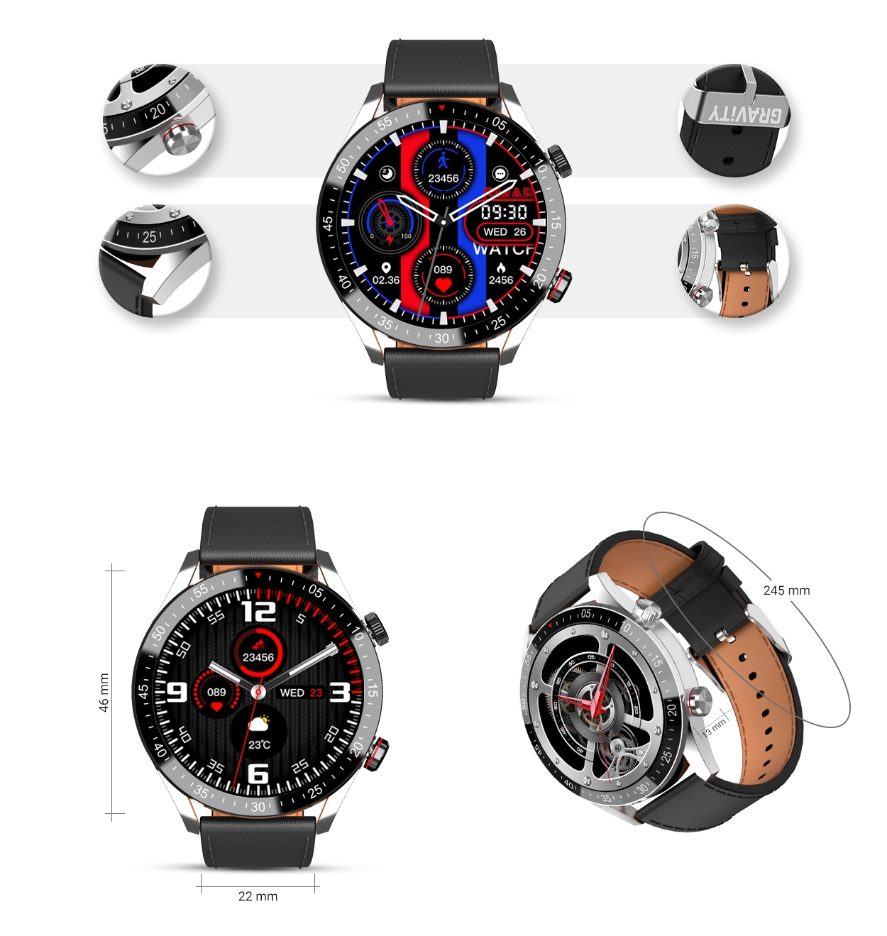 smartwatch męski gravity gt4-5