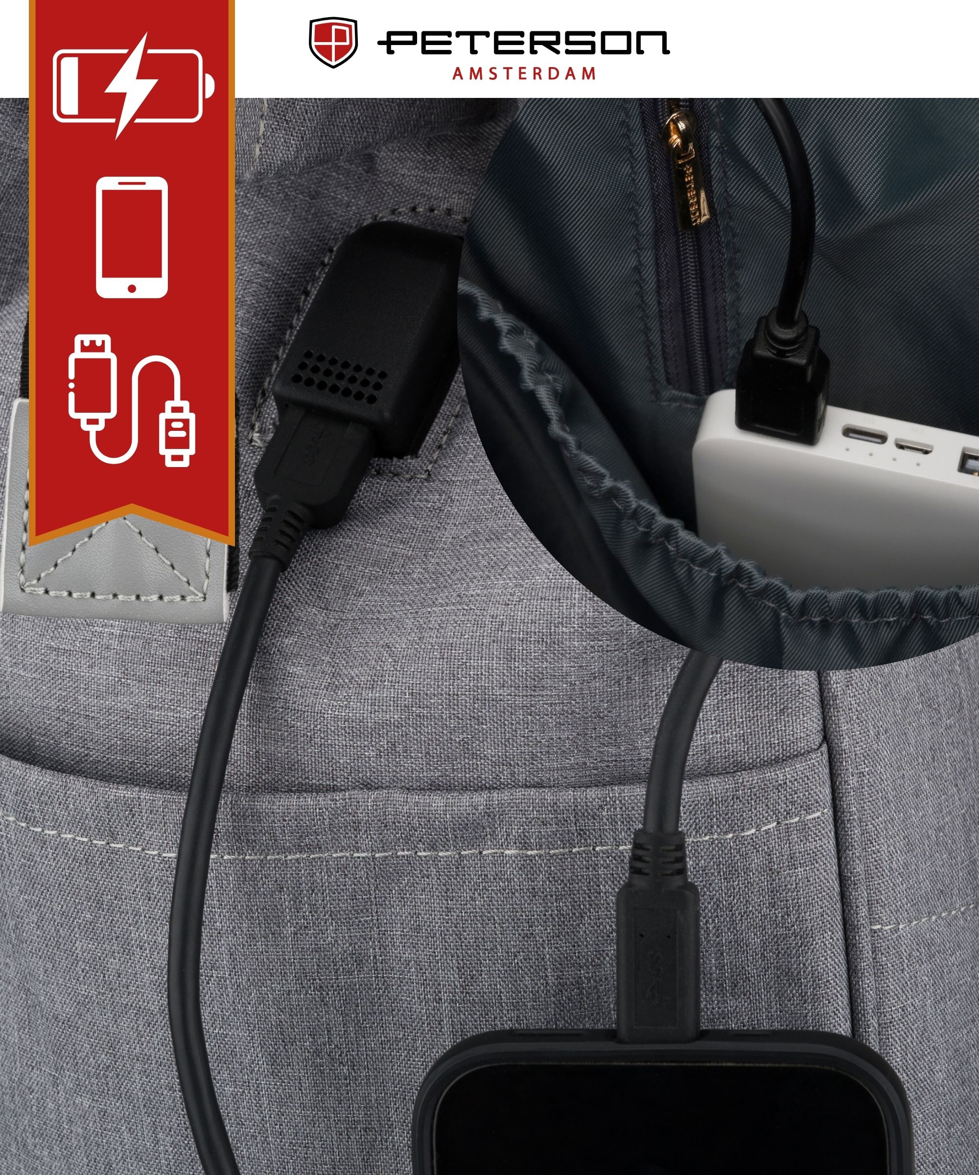 plecak materiałowy ptn alfa-5288 gray