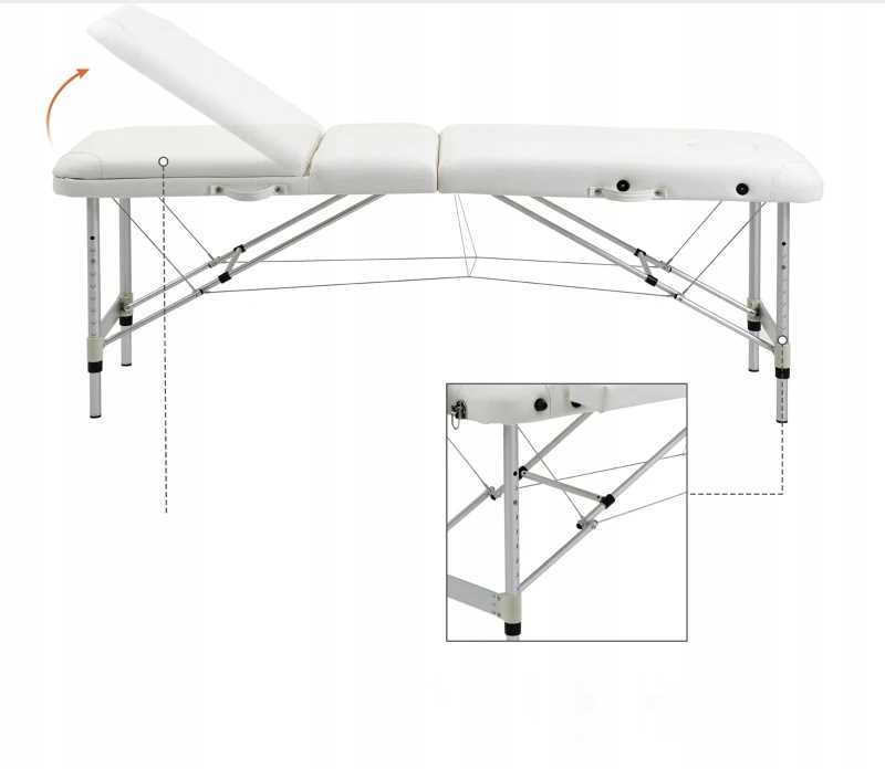 łóżko do masażu składane aluminiowe białe pako 700-039wt