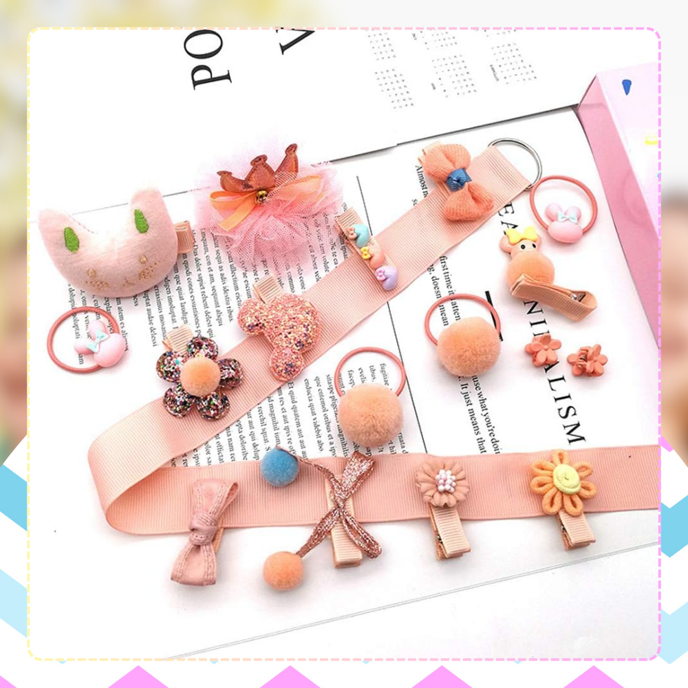 zestaw ozdób do włosów dla dziewczynki  gumki spinki + pudełko