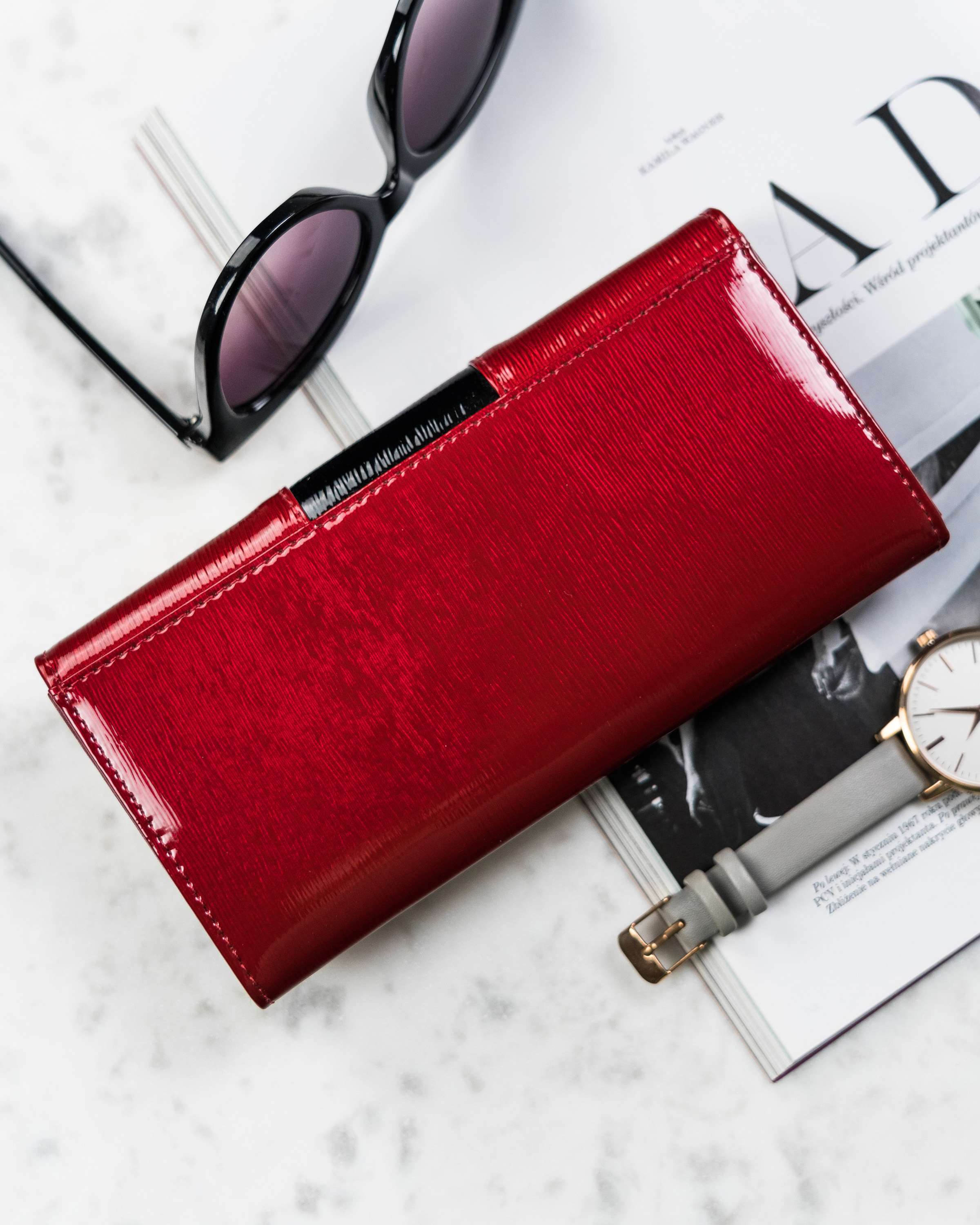 portfel damski skórzany h22-3-sh9-6130 red