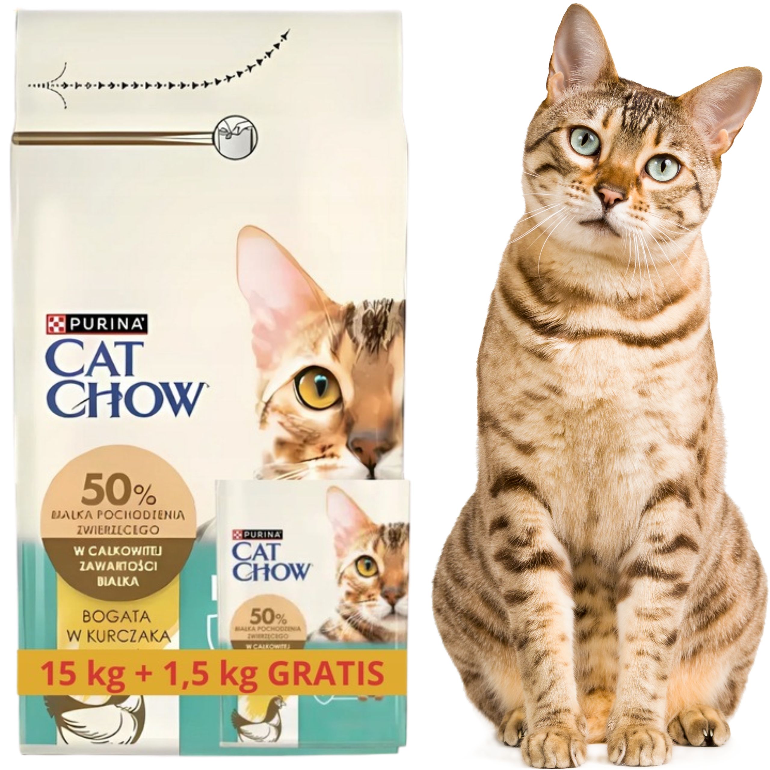 sucha karma dla kota z kurczakiem cat chow hairball 15 kg + 1.5 kg gratis