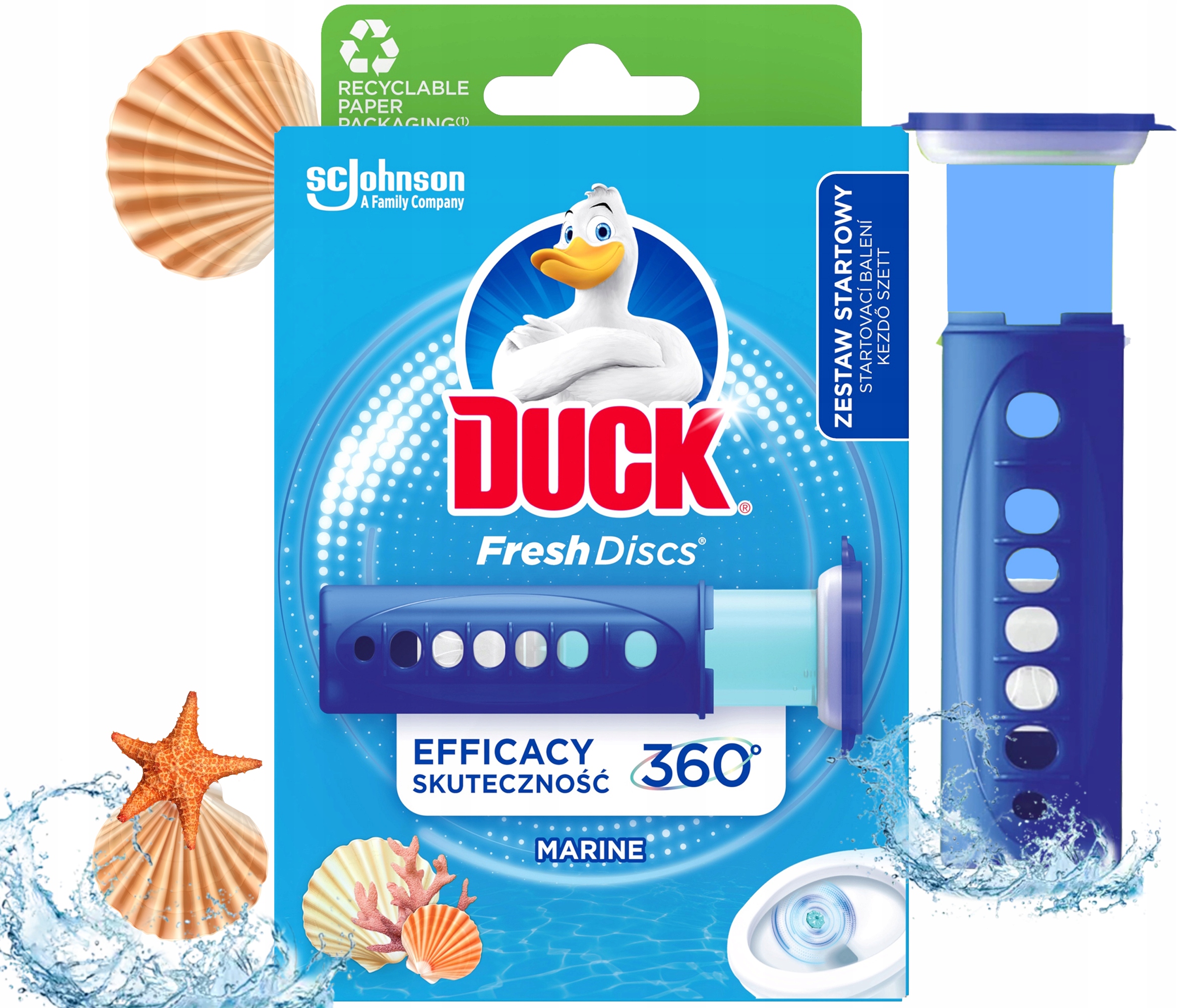 duck fresh discs marine - żelowy krążek do toalety 36ml + aplikator