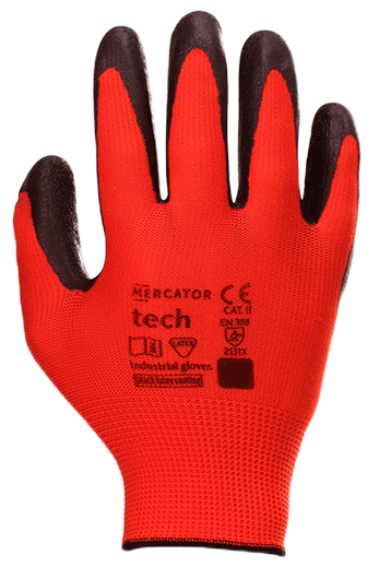 rękawice robocze mercator tech red+black latex - xl - 120 par