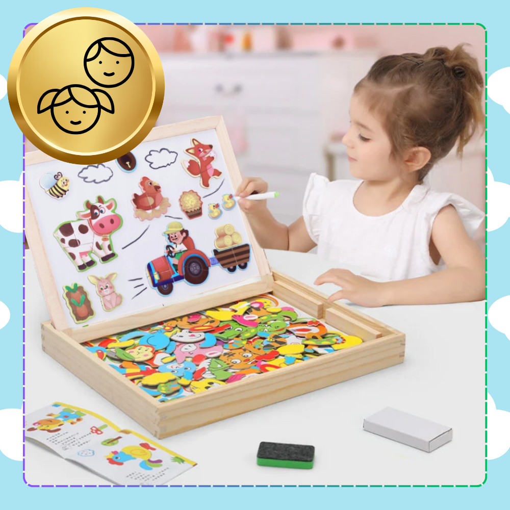 tablica magnetyczna suchościeralna kredowa farma dla dzieci pudełko j