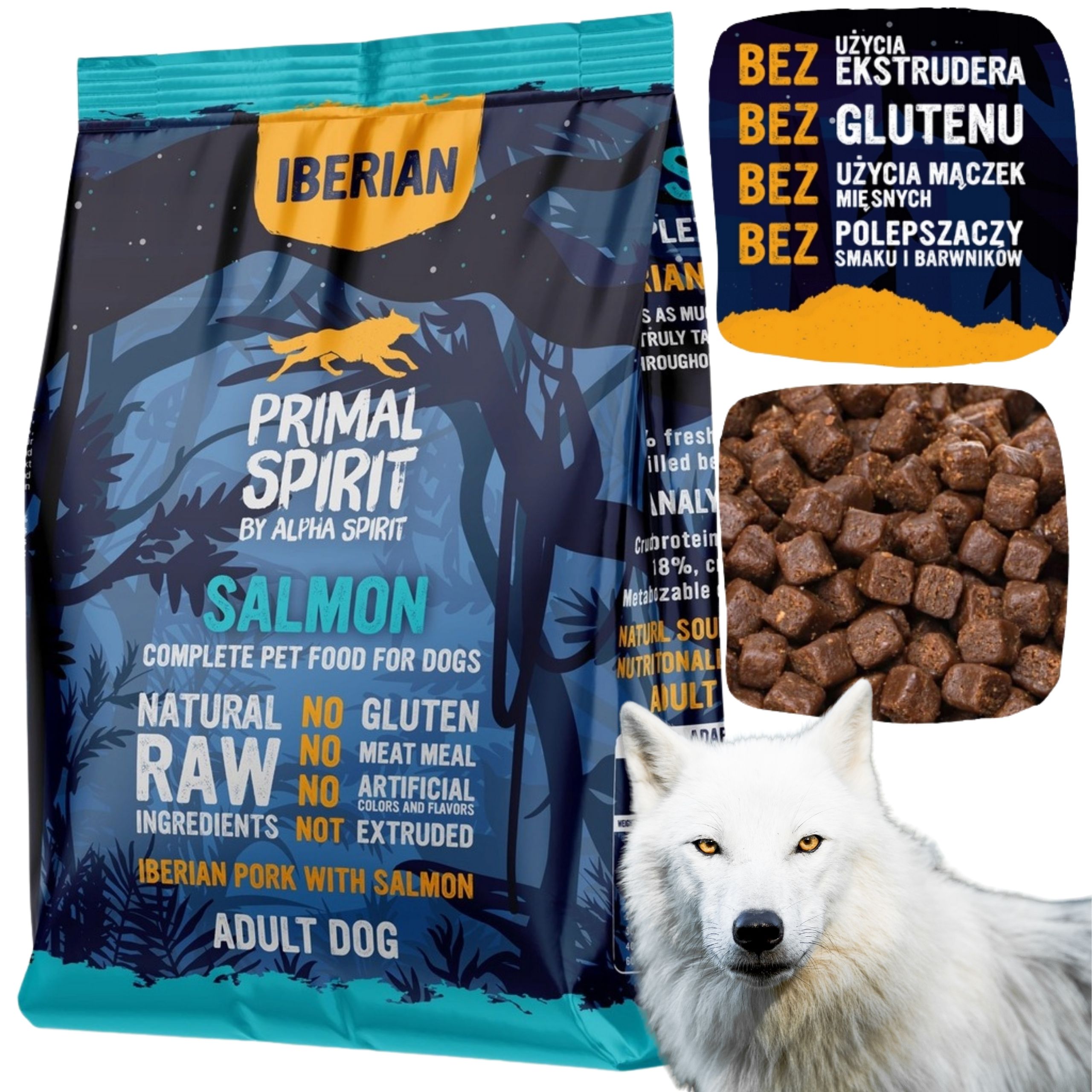 sucha karma dla psa primal spirit iberian salmon wieprzowina z łososiem 1kg