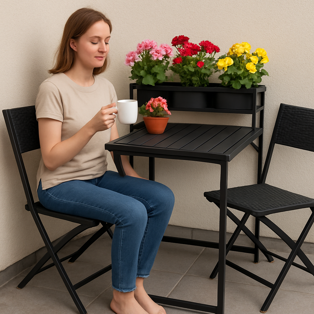 meble na balkon ogród taras składane komplet zestaw stół 2 krzesła